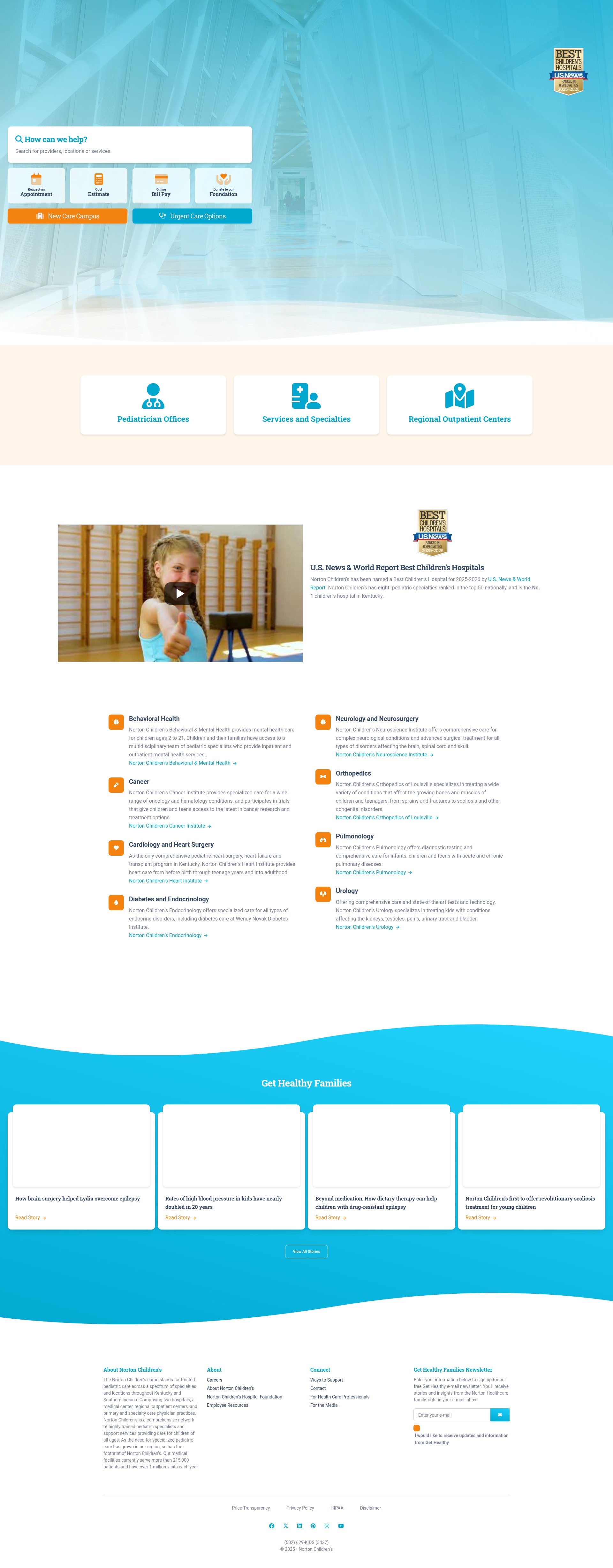 Screenshot of nortonchildrens.com