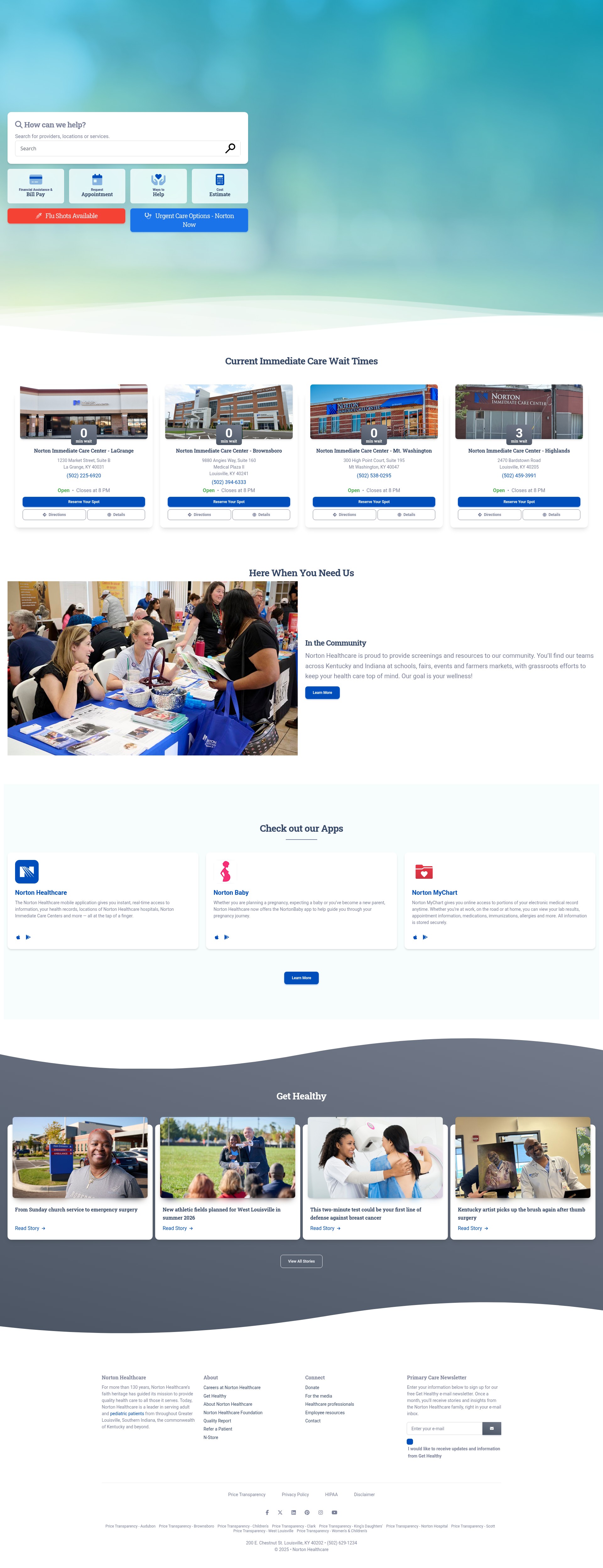 Screenshot of nortonhealthcare.com