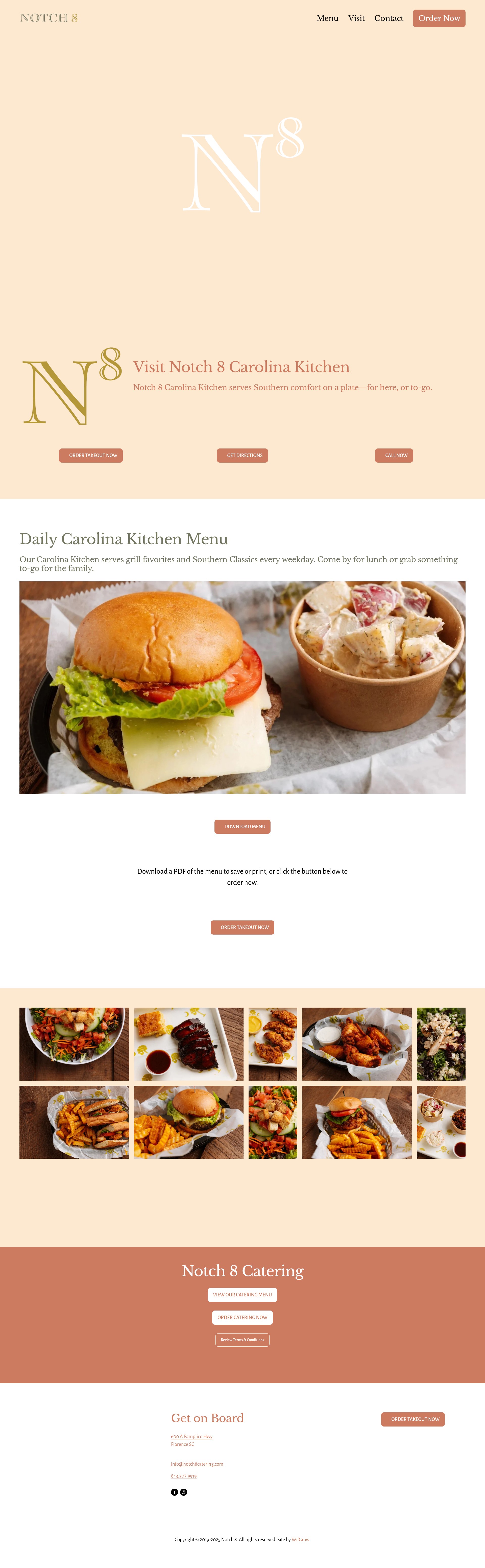 Screenshot of notch8kitchen.com