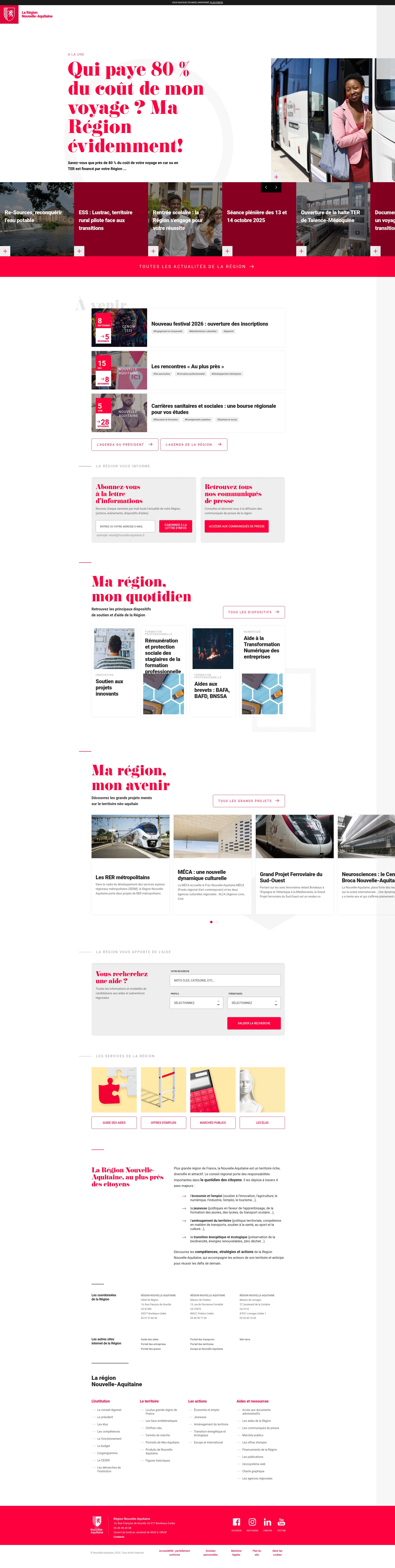 Screenshot of nouvelle-aquitaine.fr