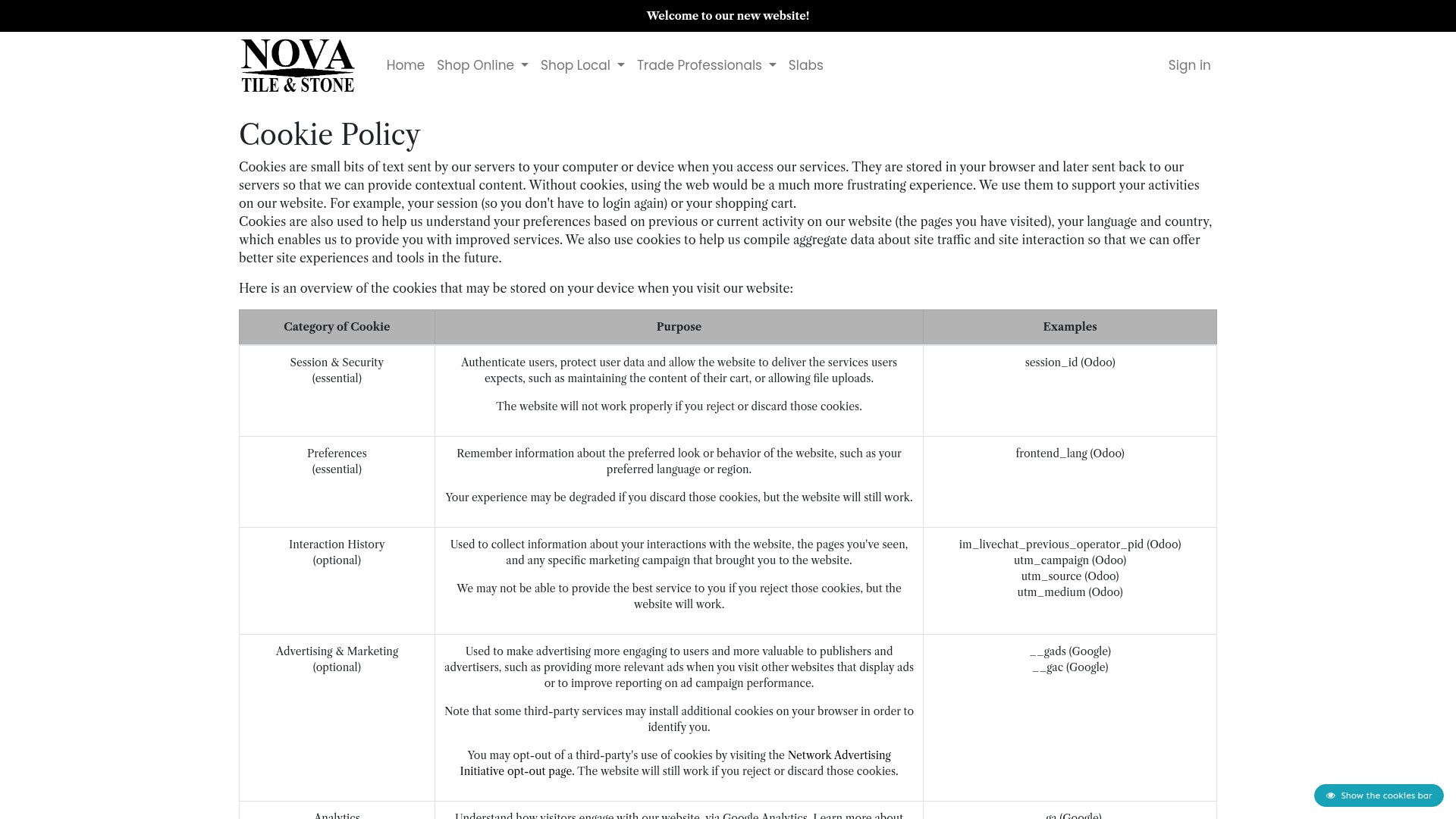Screenshot of novatileandstone.com