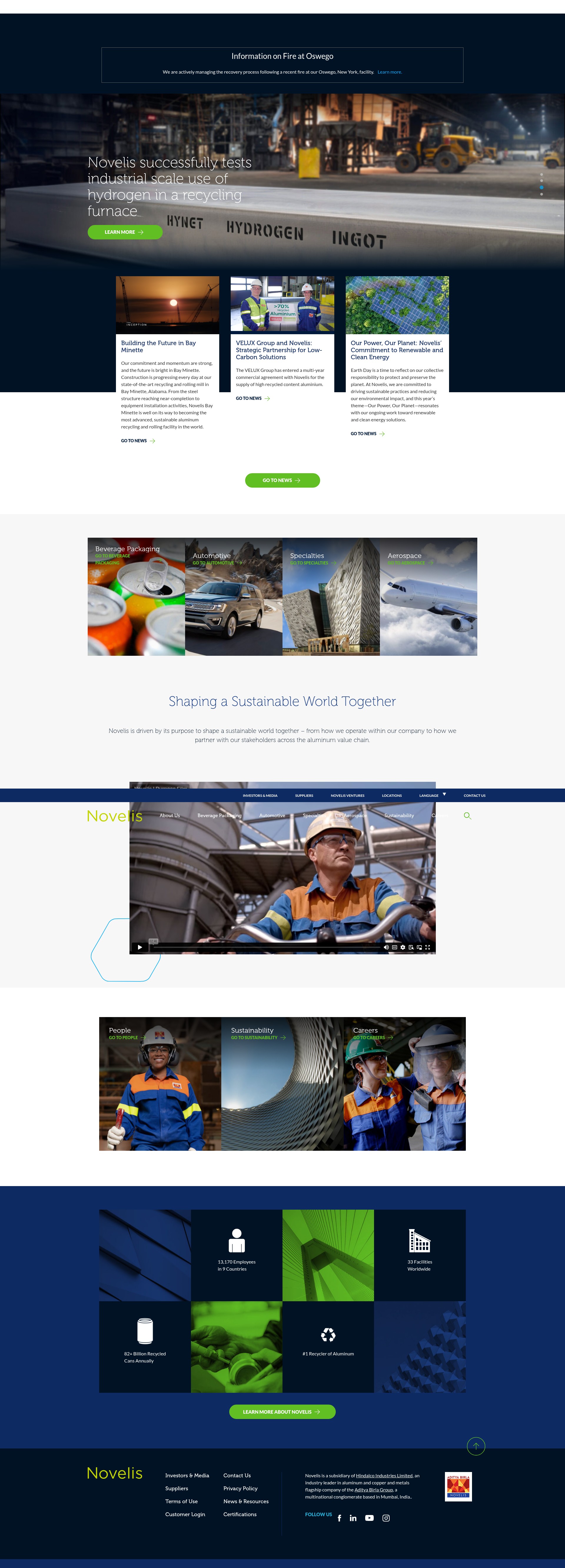 Screenshot of novelis.com