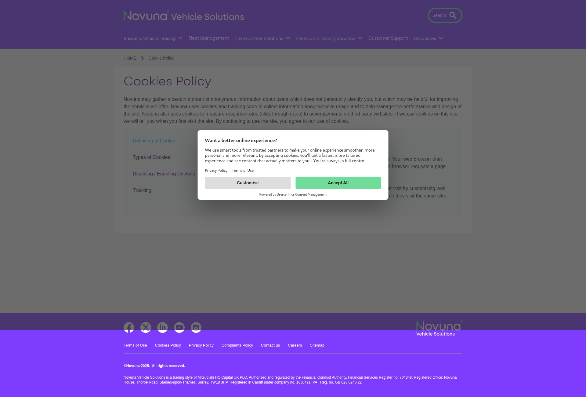 Screenshot of novunavehiclesolutions.co.uk