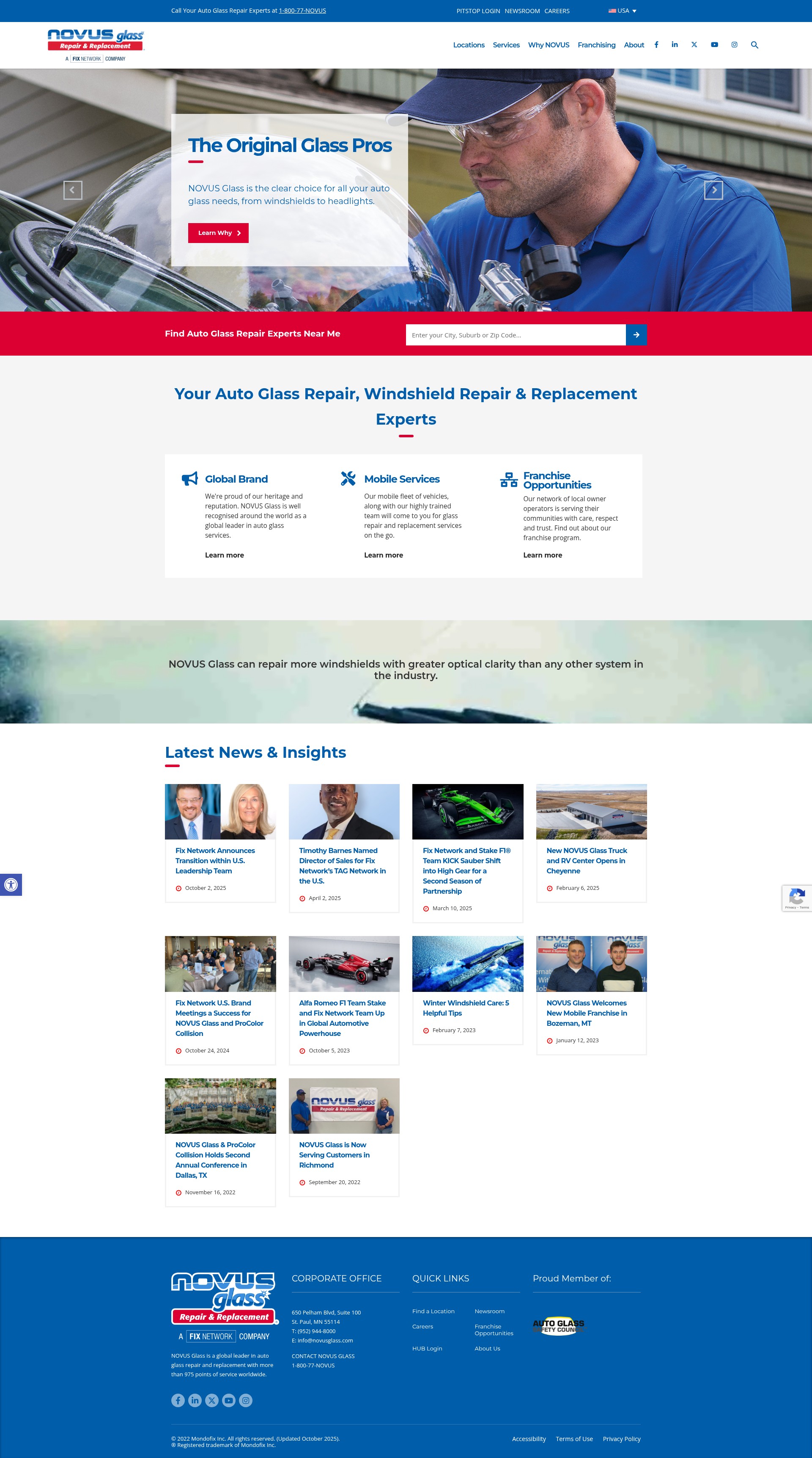 Screenshot of novusglass.com