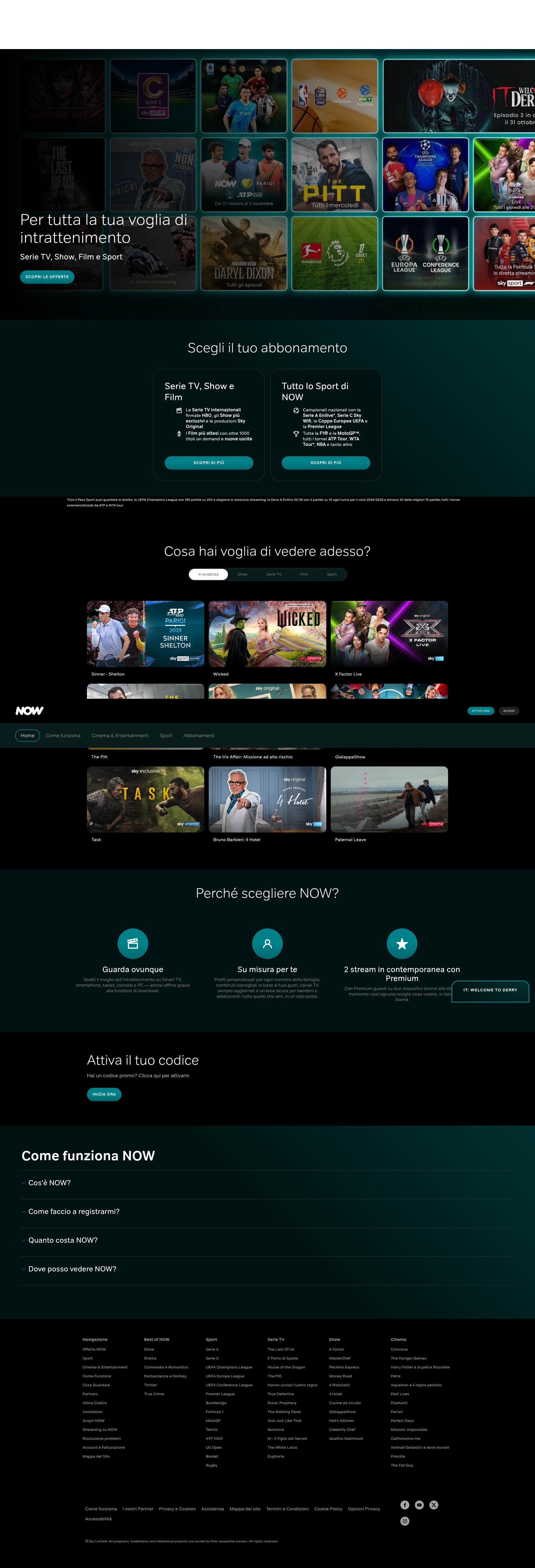 Screenshot of nowtv.it