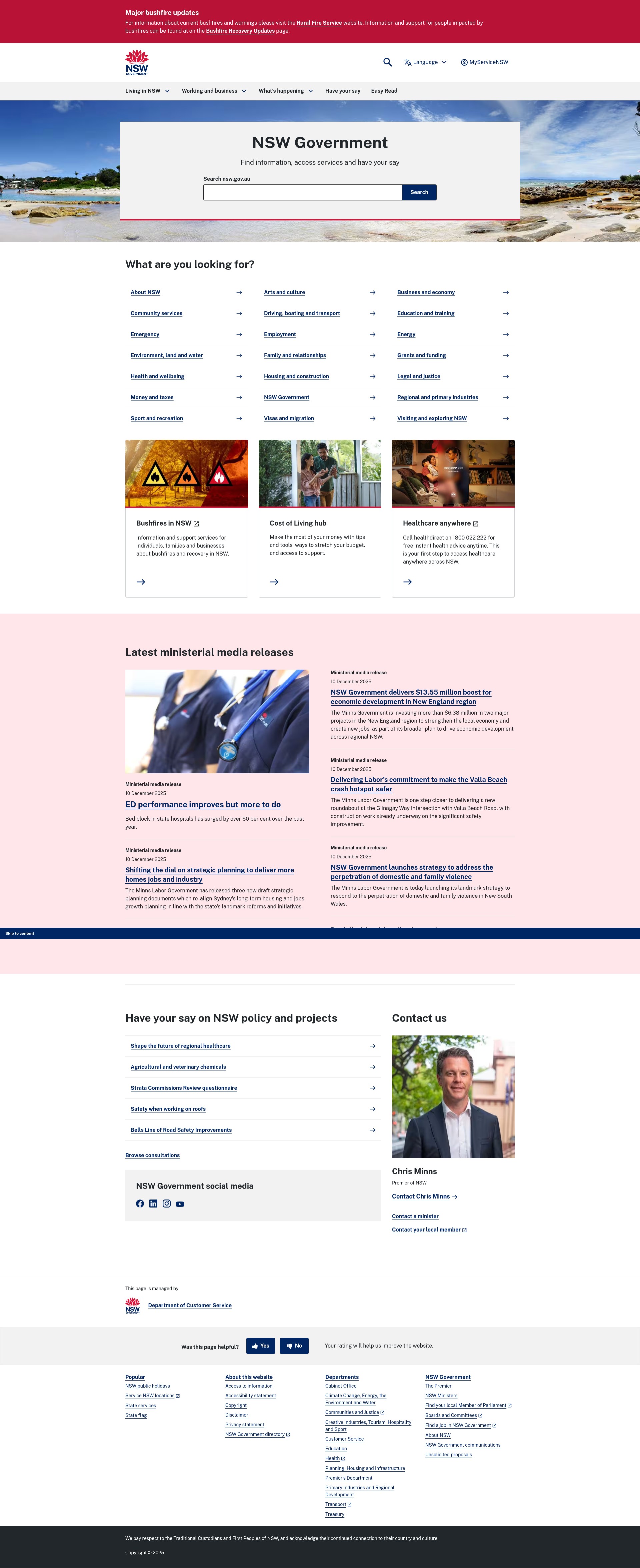 Screenshot of nsw.gov.au