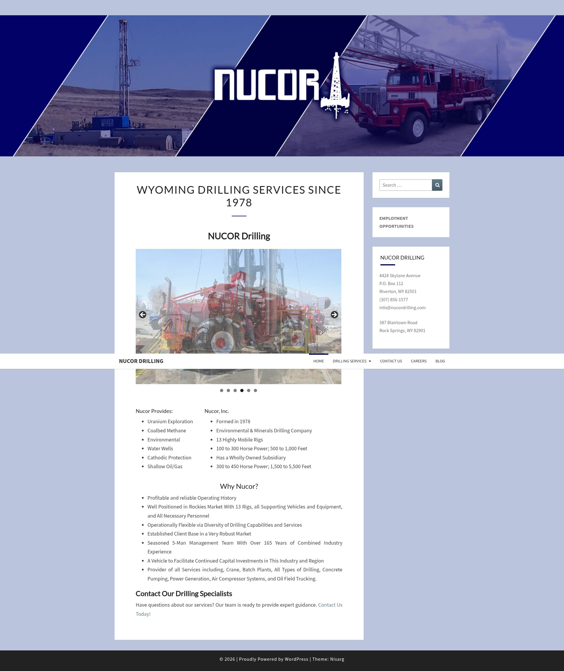 Screenshot of nucordrilling.com
