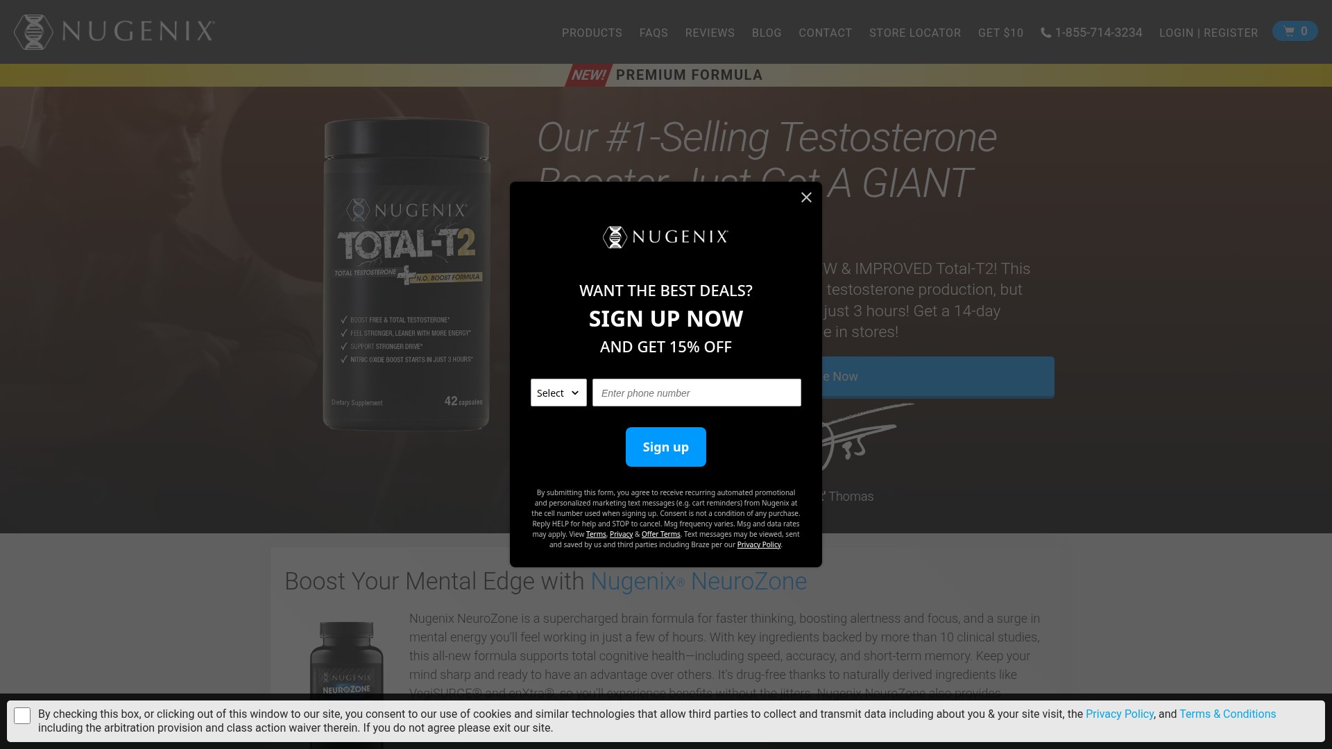 Screenshot of nugenix.com