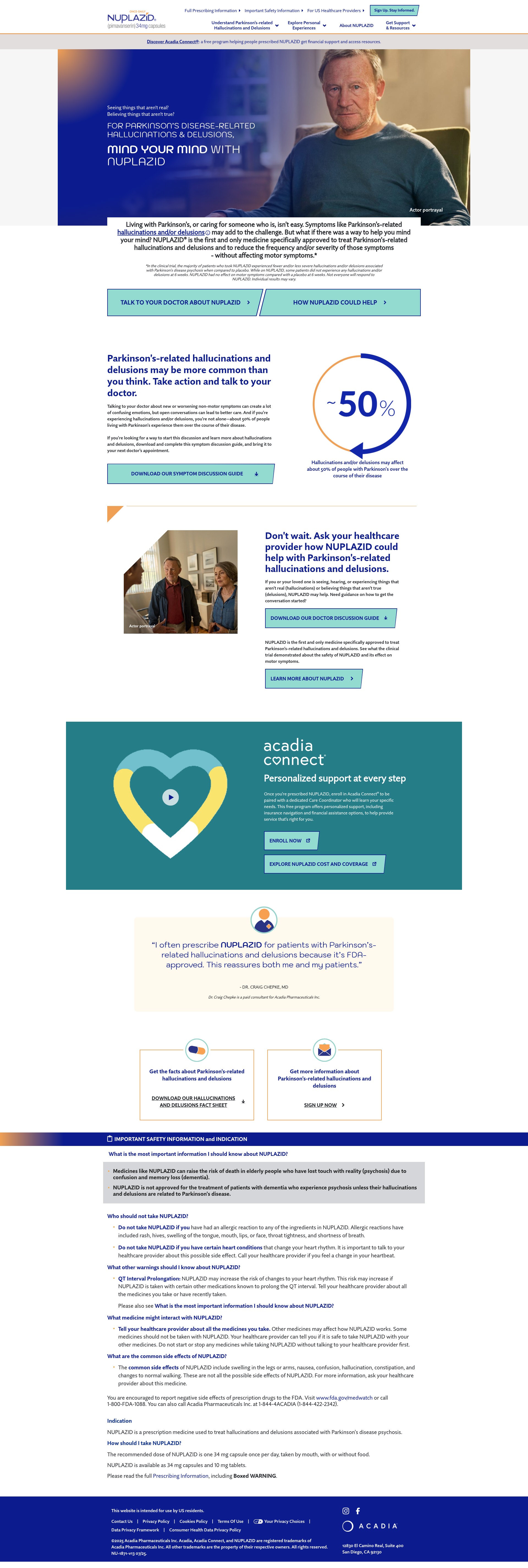 Screenshot of nuplazid.com
