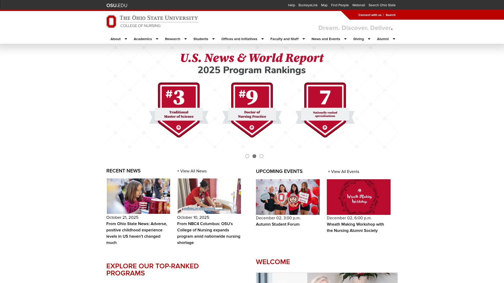 Screenshot of nursing.osu.edu