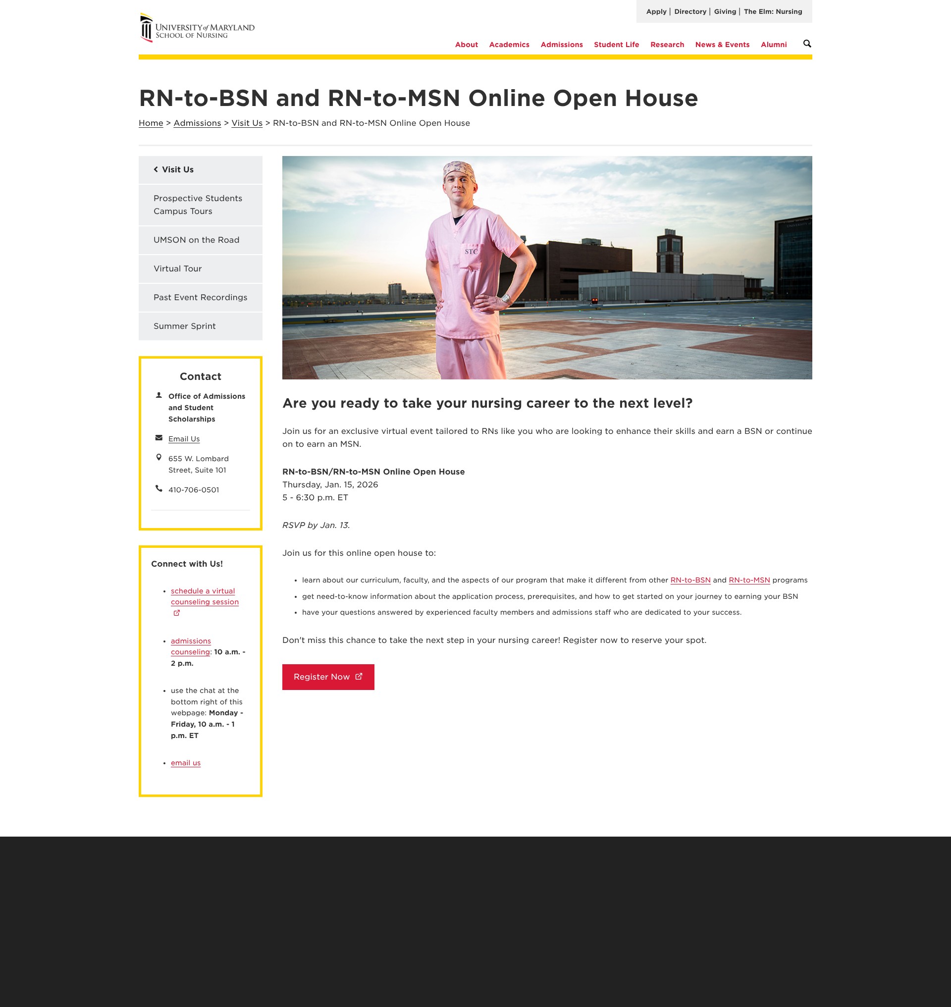 Screenshot of nursing.umaryland.edu