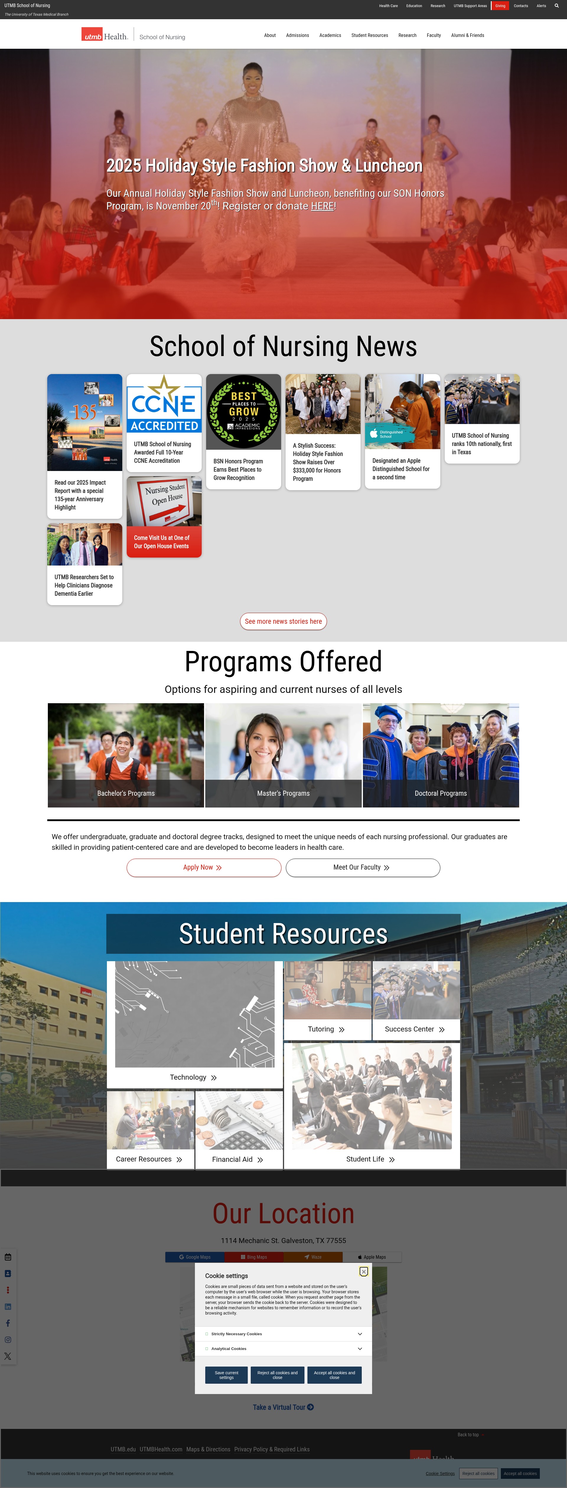 Screenshot of nursing.utmb.edu