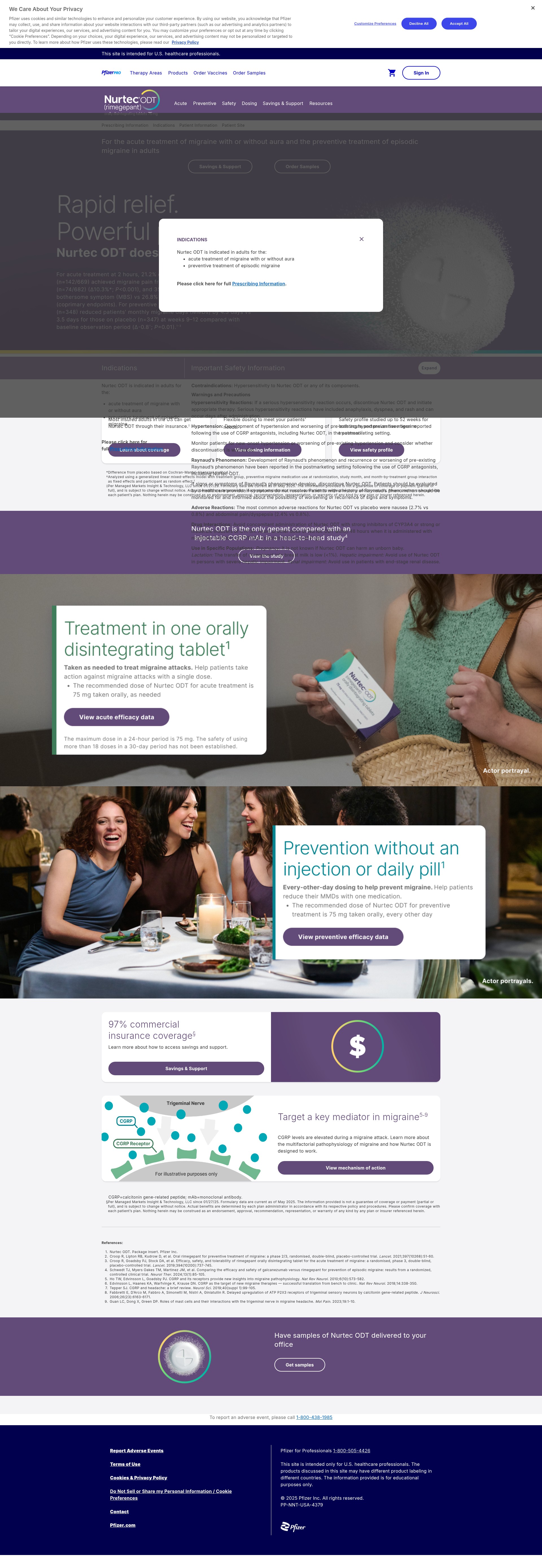 Screenshot of nurtec.pfizerpro.com