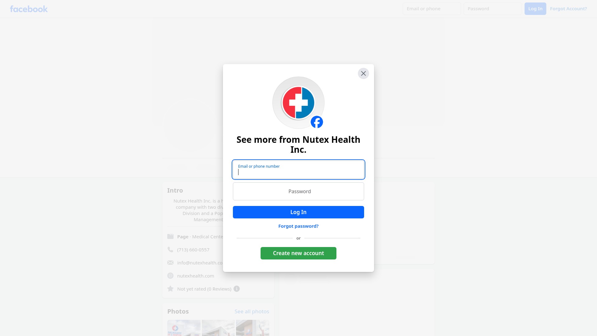 Screenshot of nutexhealth.com