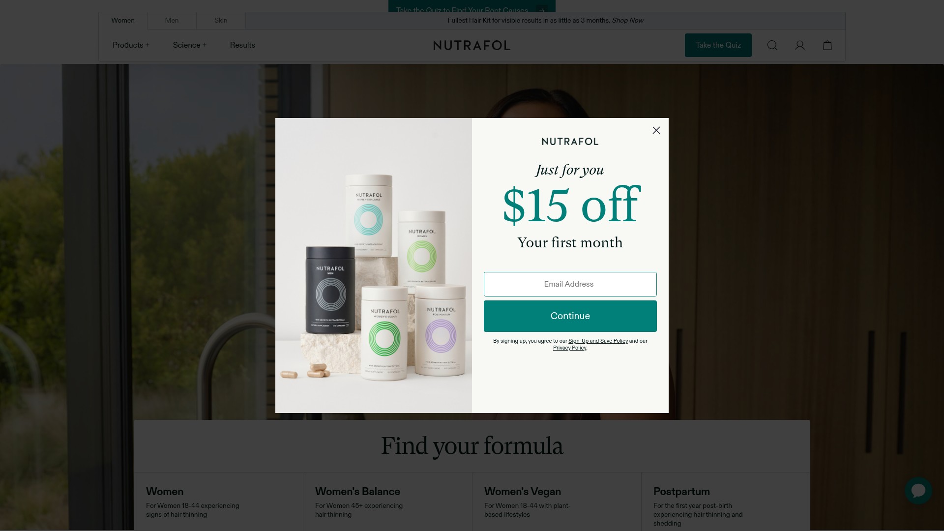 Screenshot of nutrafol.com