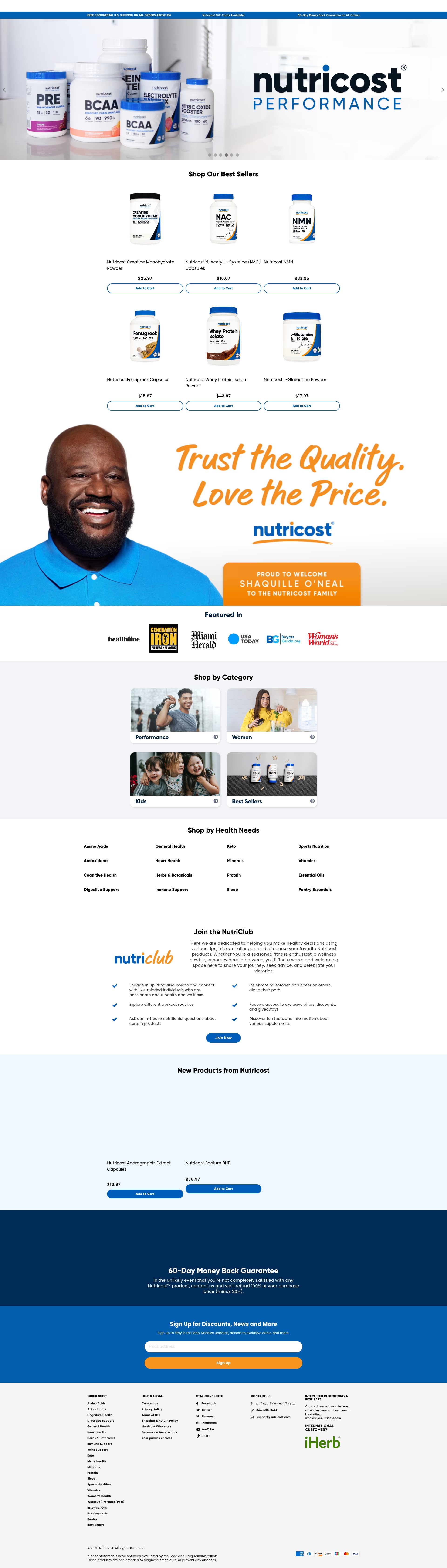 Screenshot of nutricost.com