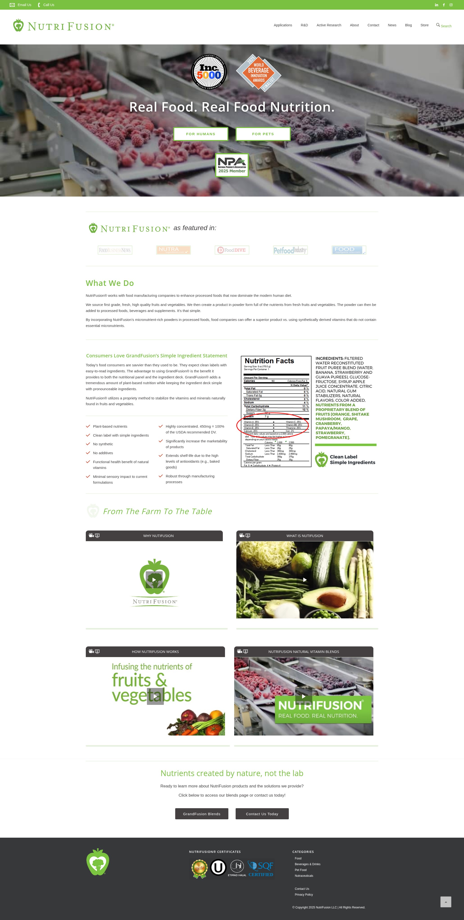 Screenshot of nutrifusion.com