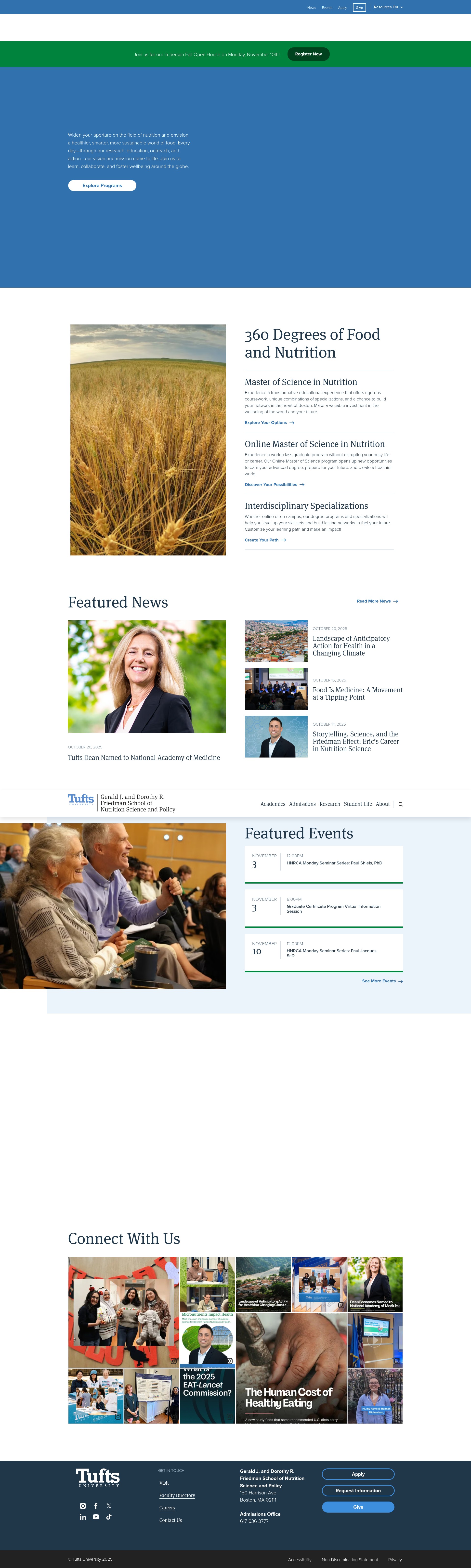 Screenshot of nutrition.tufts.edu