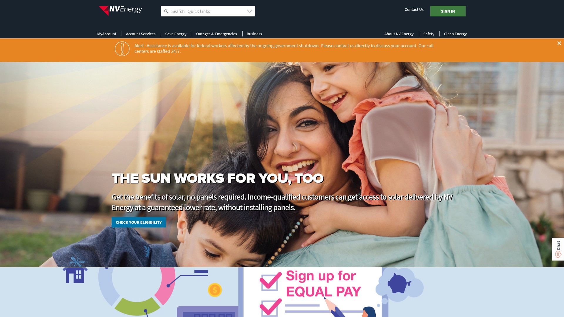 Screenshot of nvenergy.com