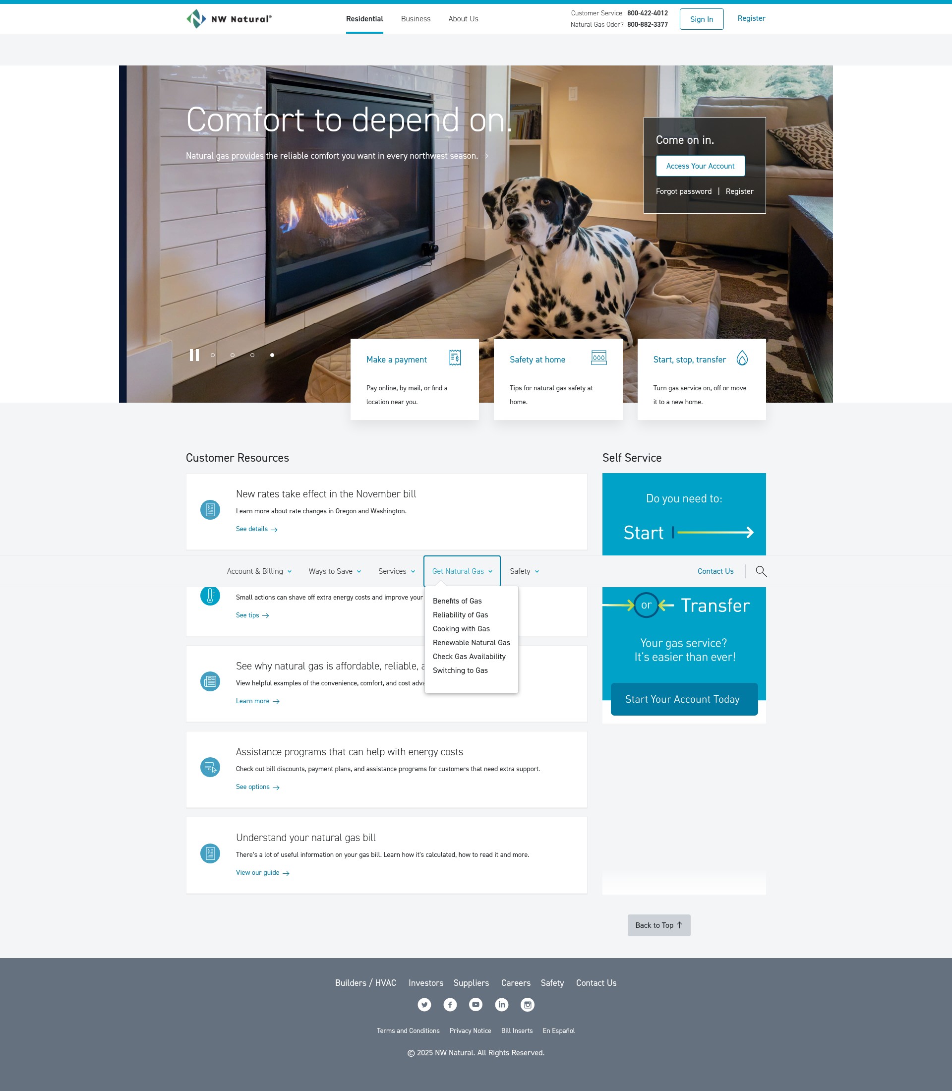 Screenshot of nwnatural.com
