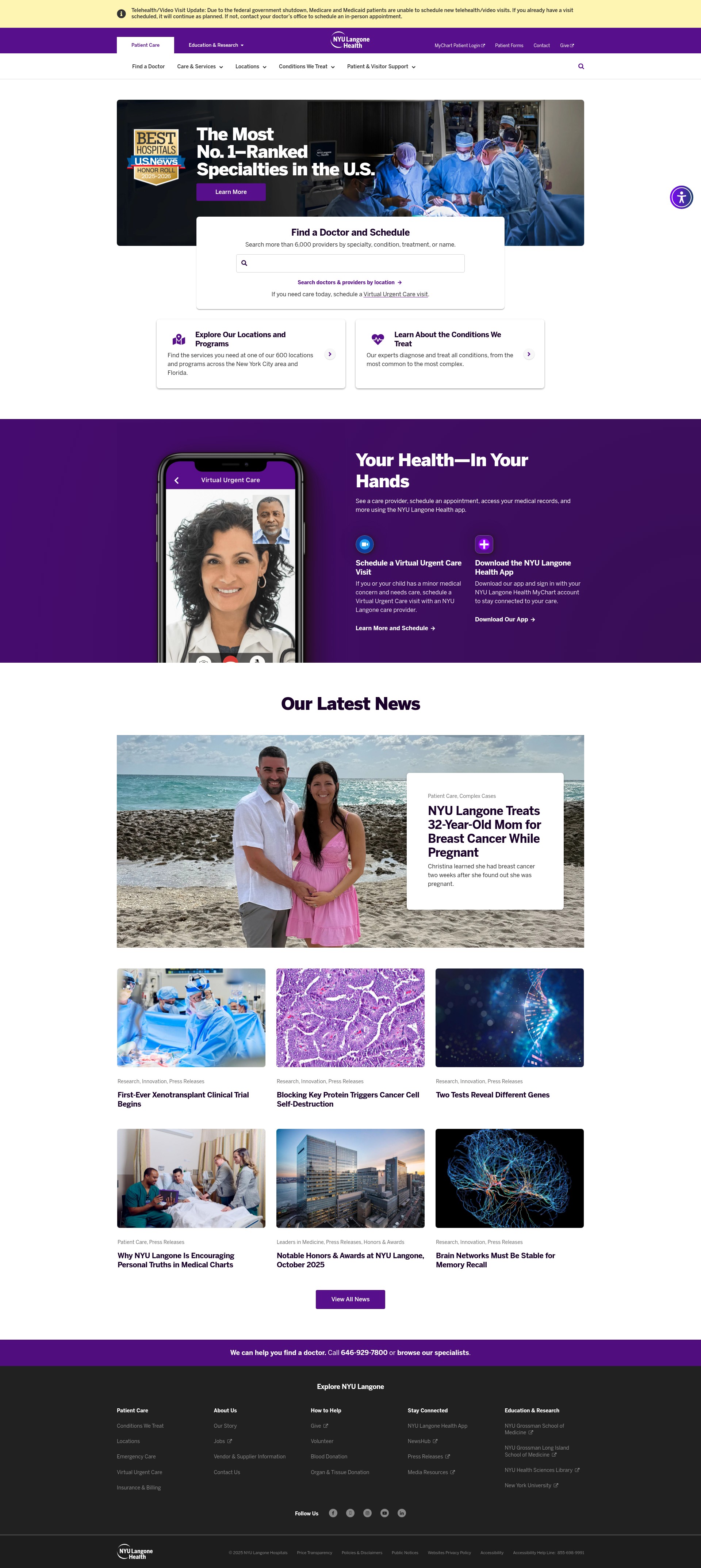 Screenshot of nyulangone.org