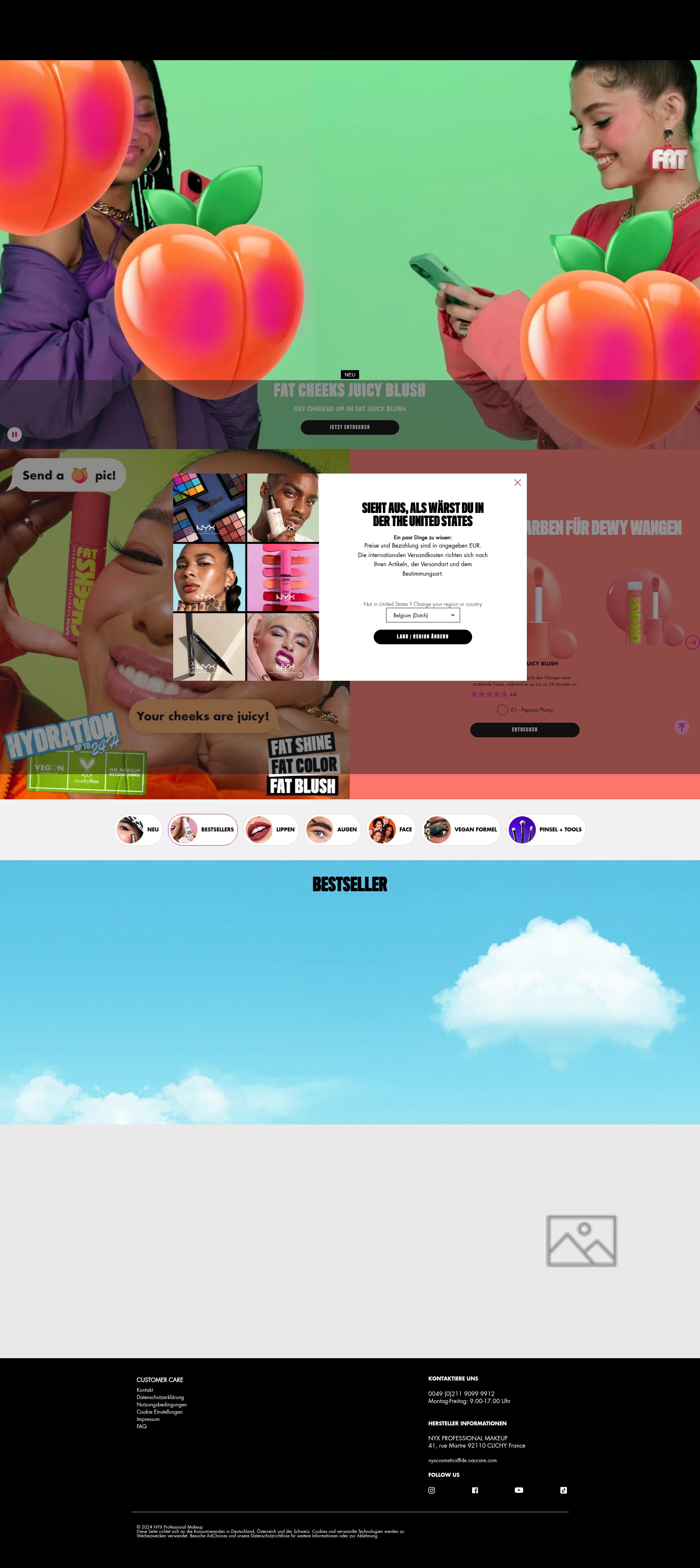 Screenshot of nyxcosmetics.de