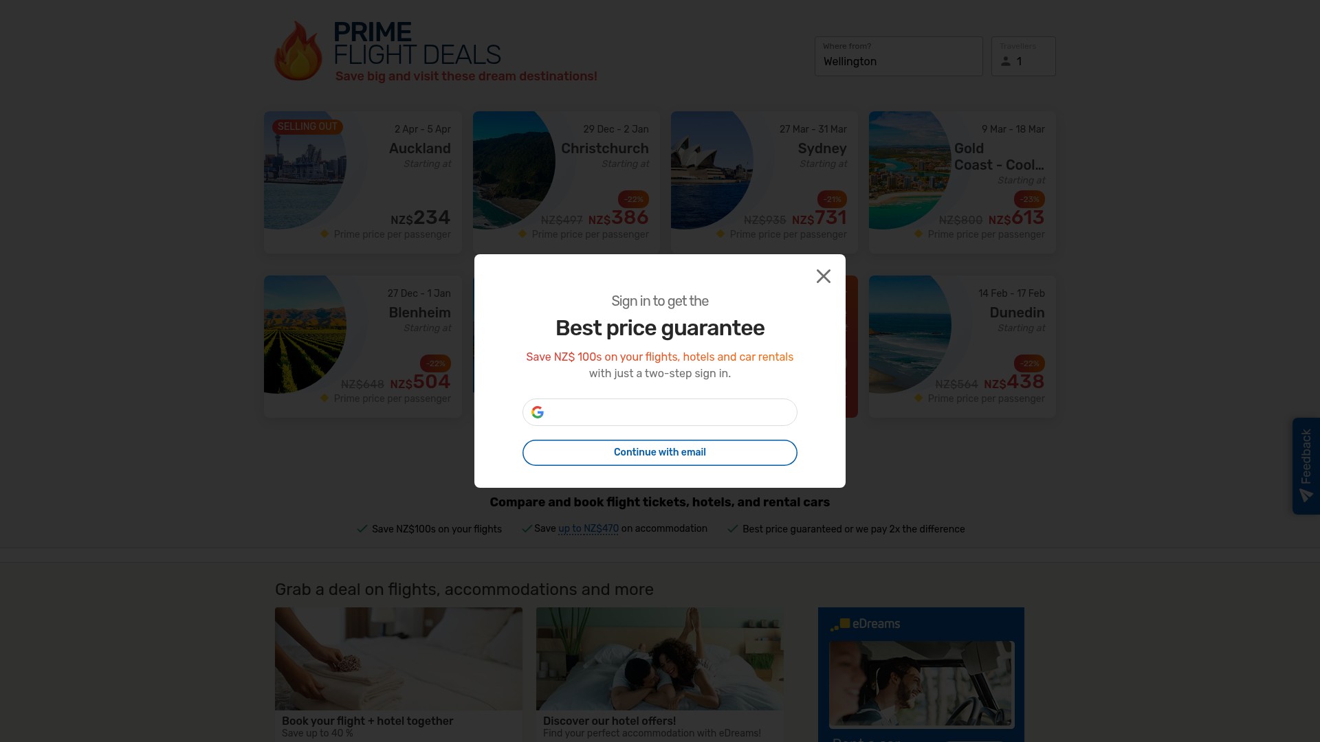 Screenshot of nz.edreams.com