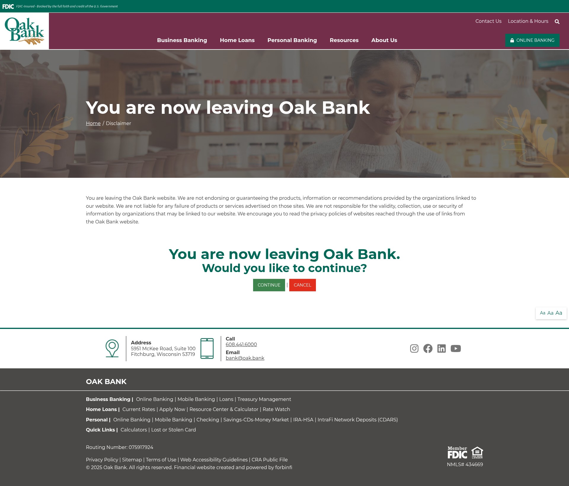 Screenshot of oak.bank