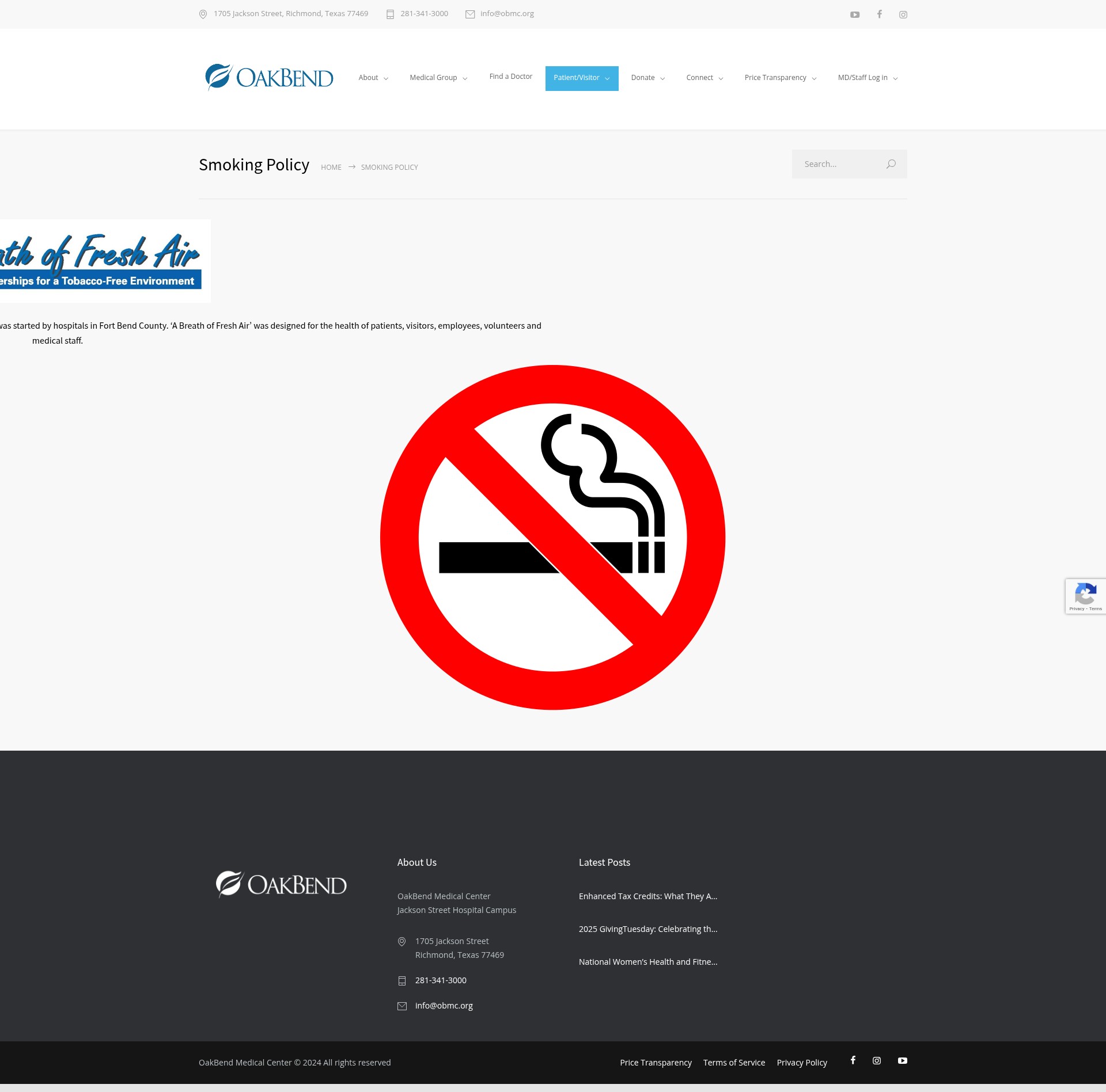 Screenshot of oakbendmedcenter.org