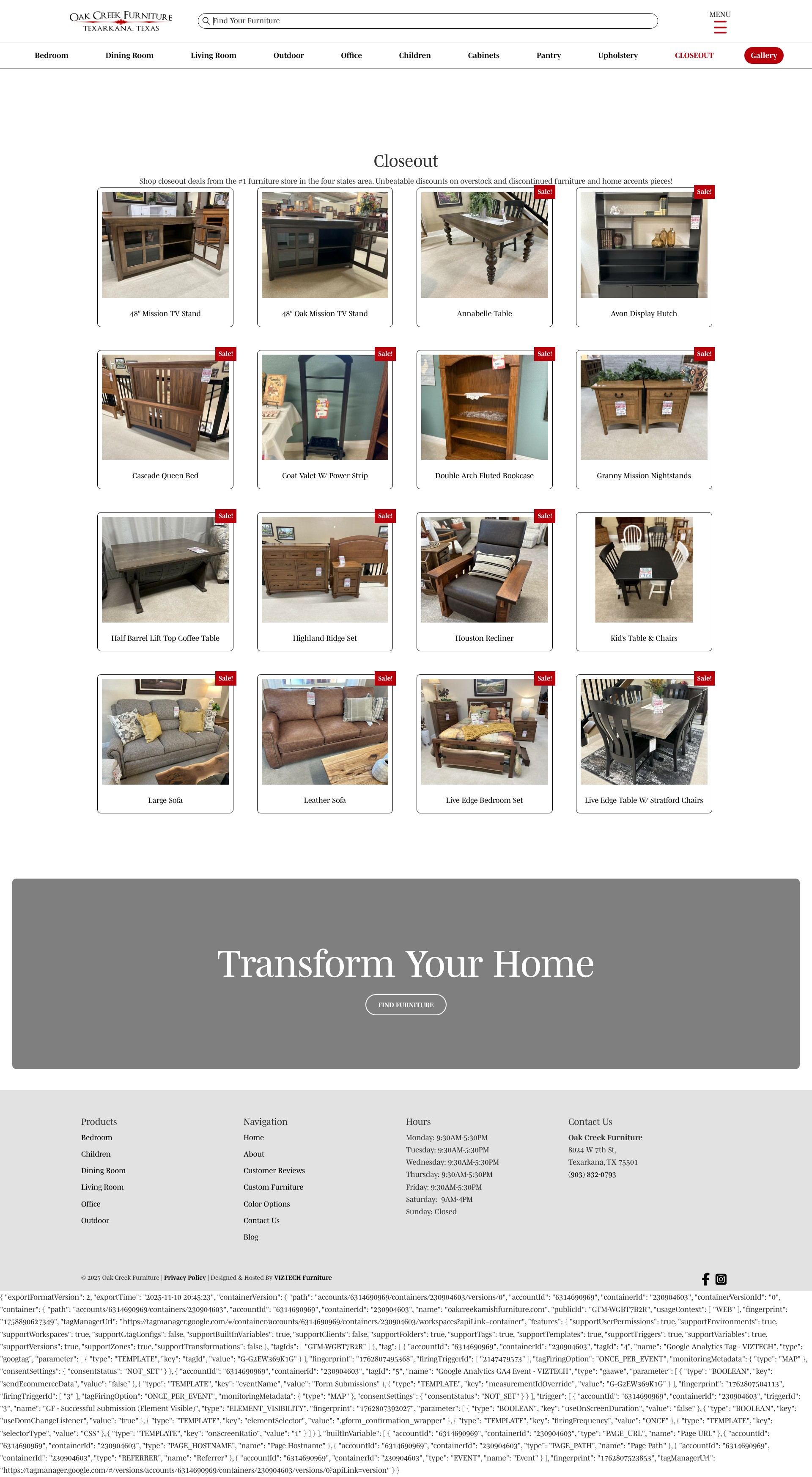 Screenshot of oakcreekamishfurniture.com