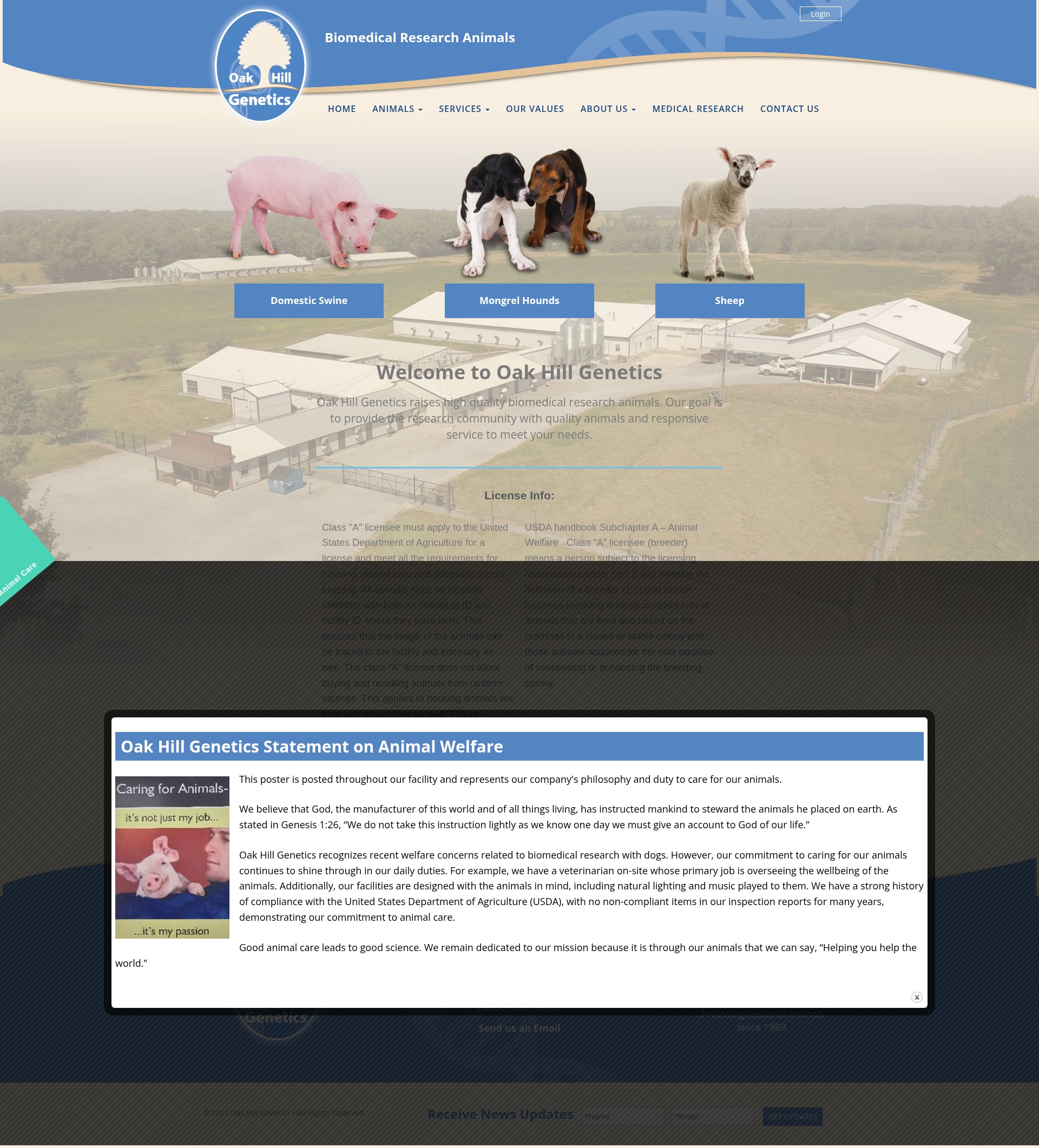 Screenshot of oakhillgenetics.com