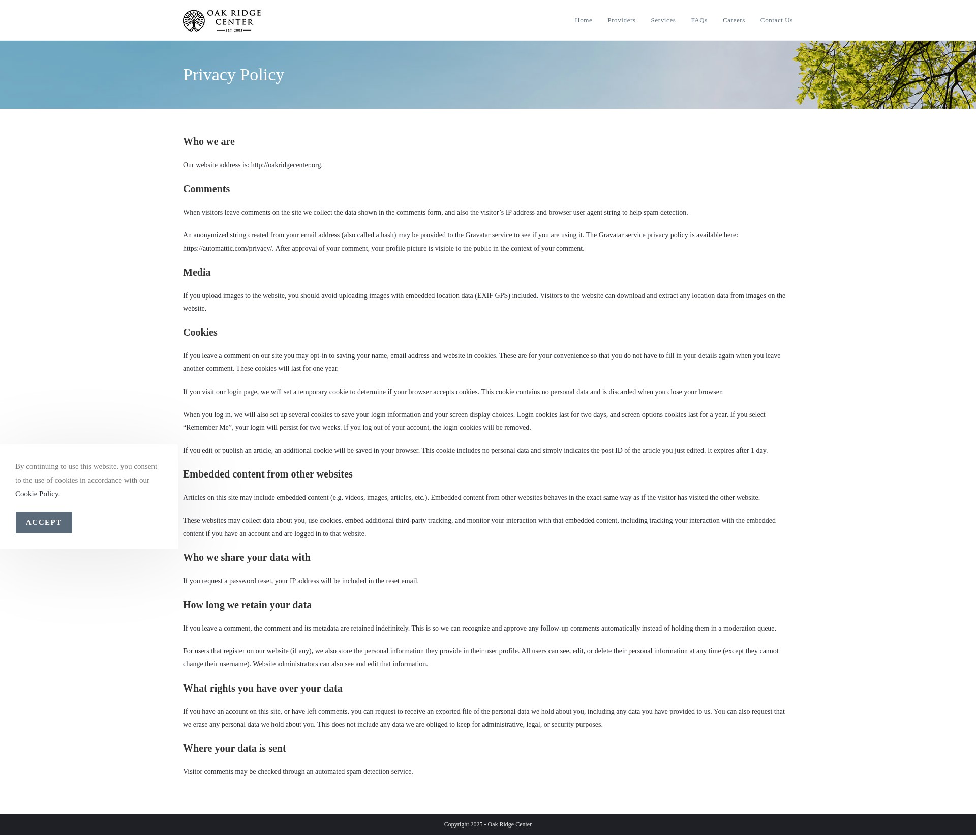 Screenshot of oakridgecenter.org
