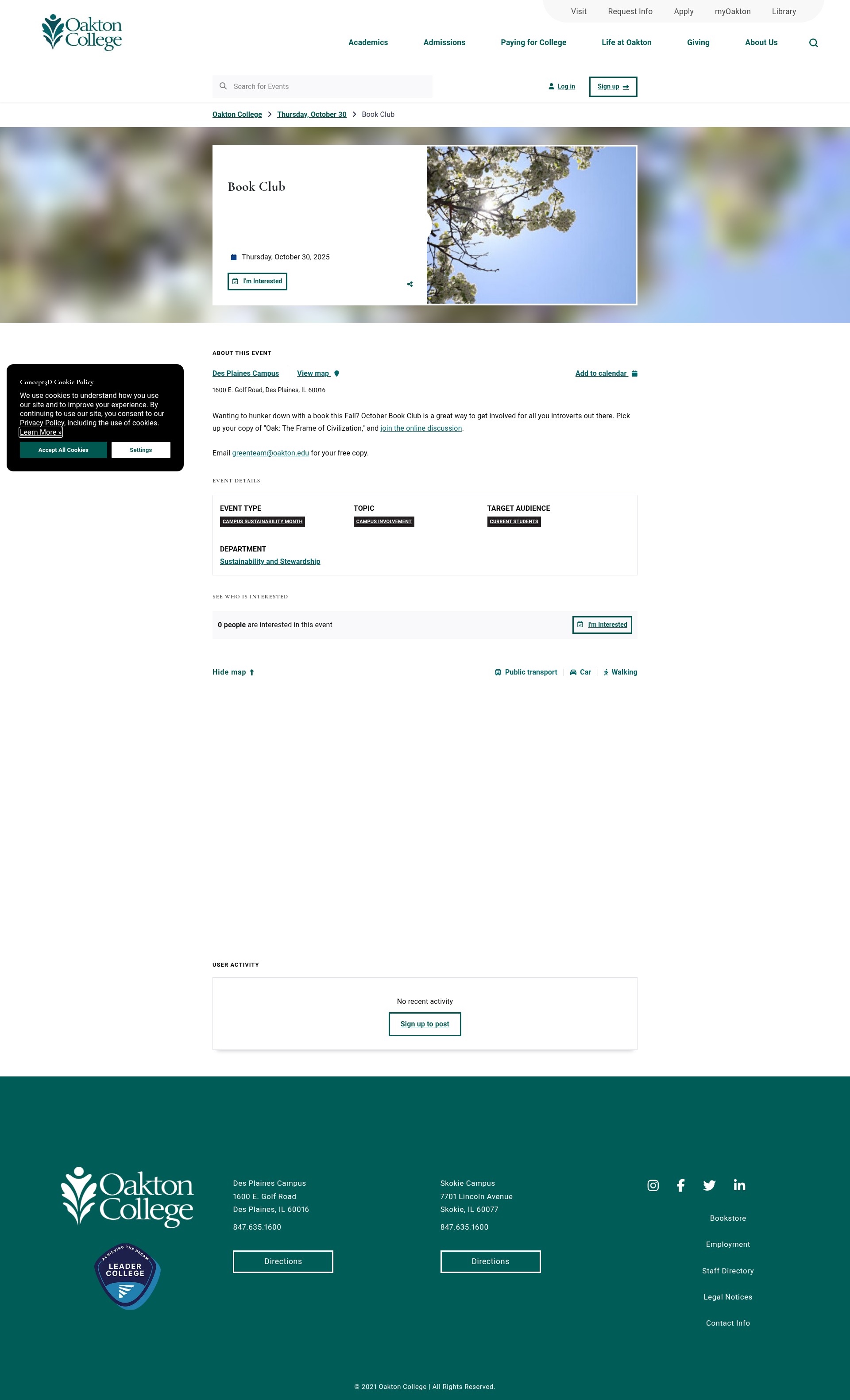 Screenshot of oakton.edu