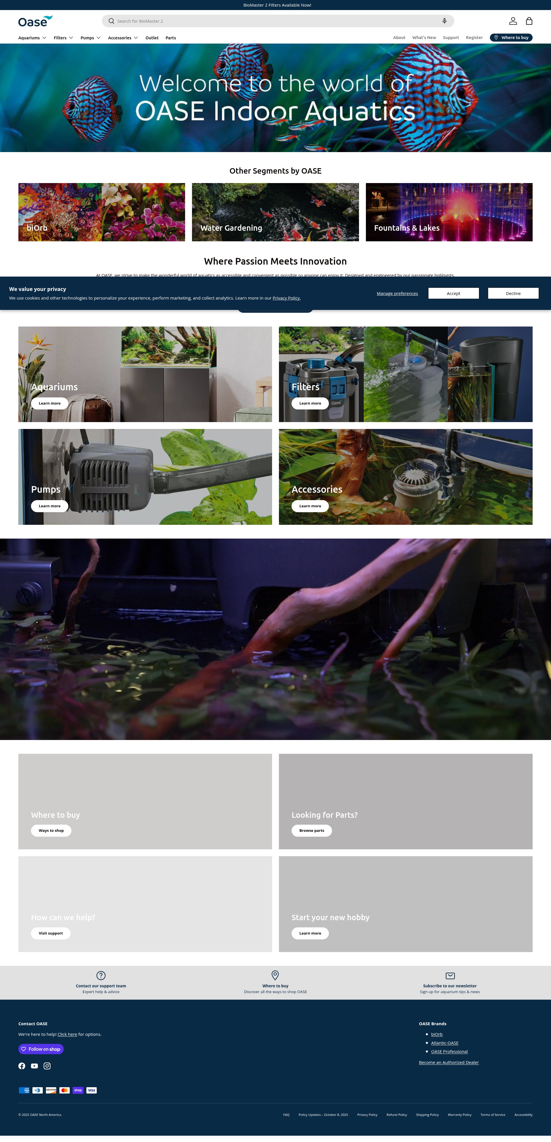 Screenshot of oase.com