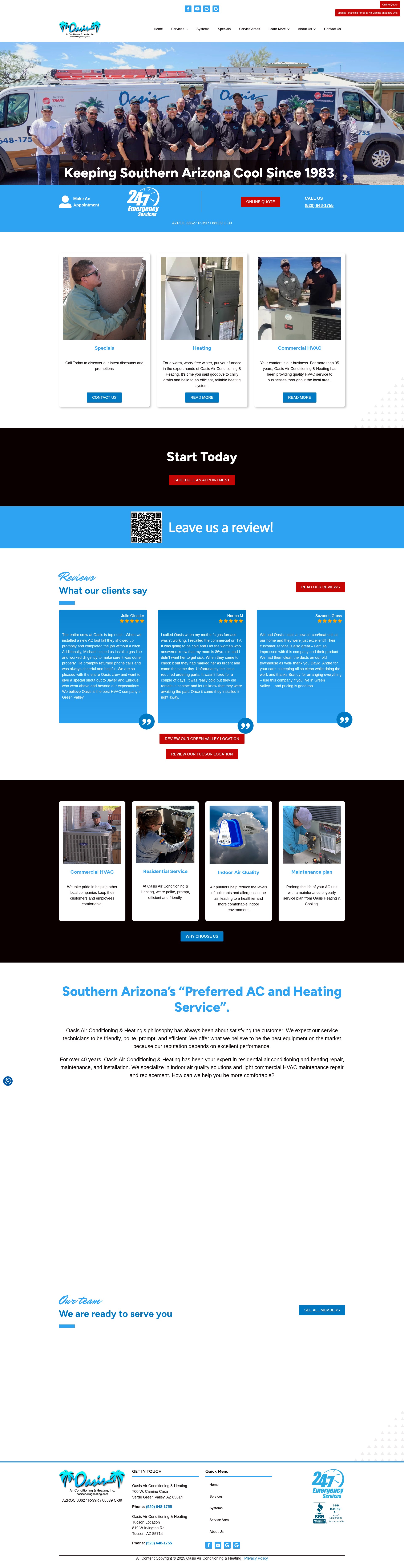 Screenshot of oasiscoolingheating.com