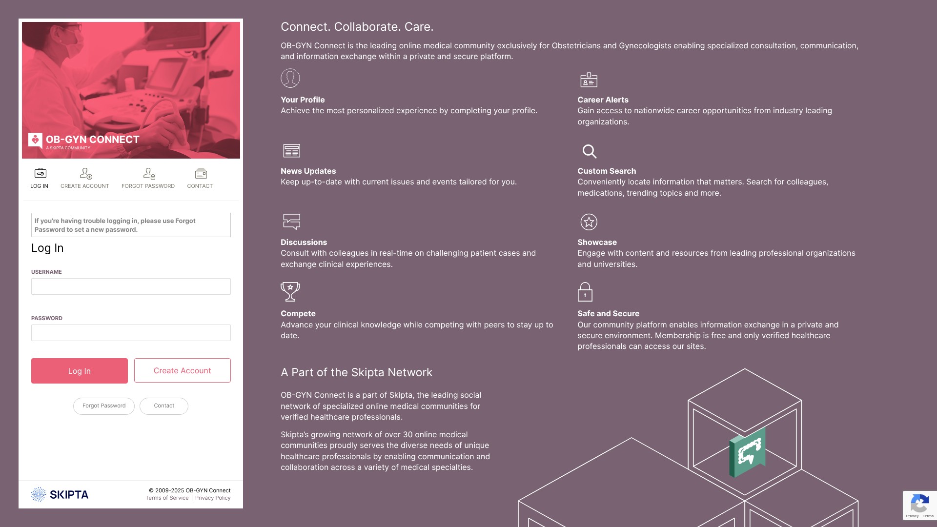 Screenshot of obgynconnect.com