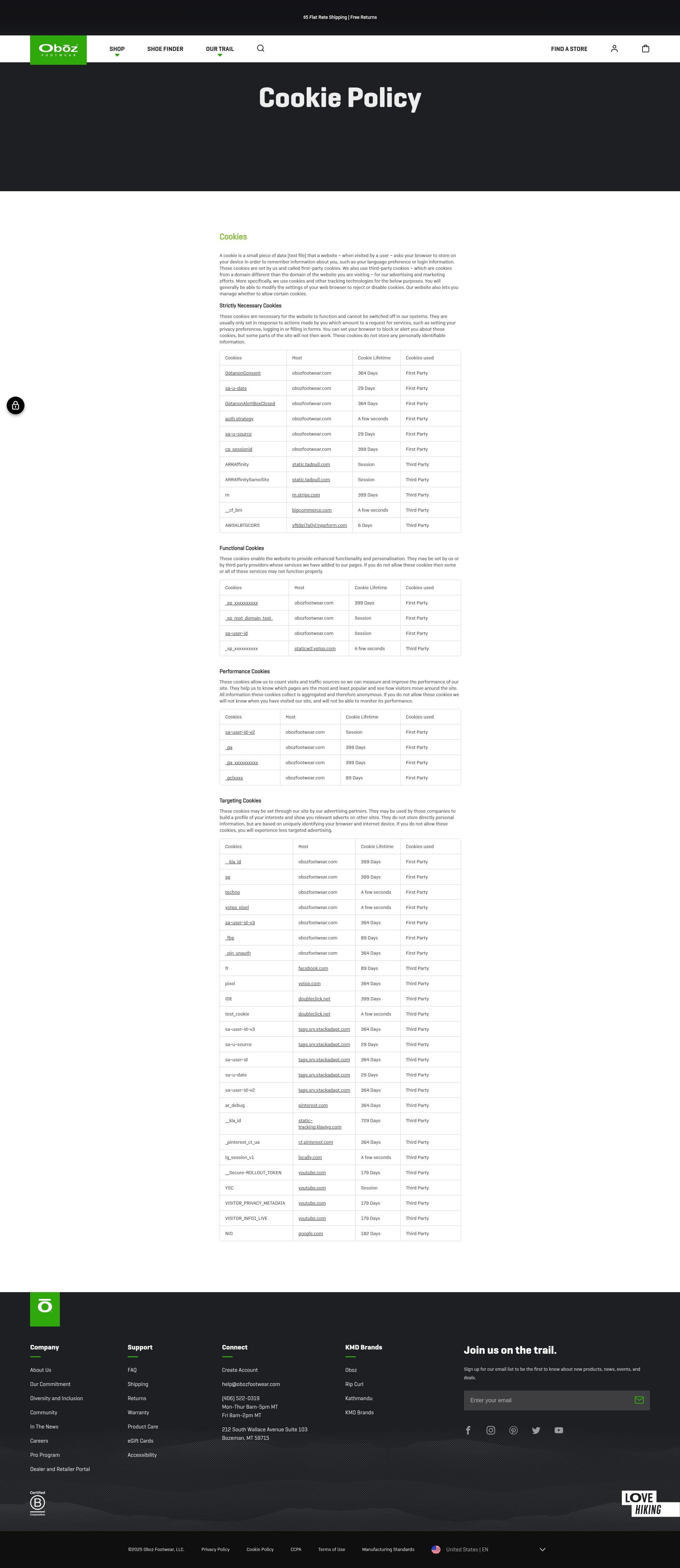 Screenshot of obozfootwear.com