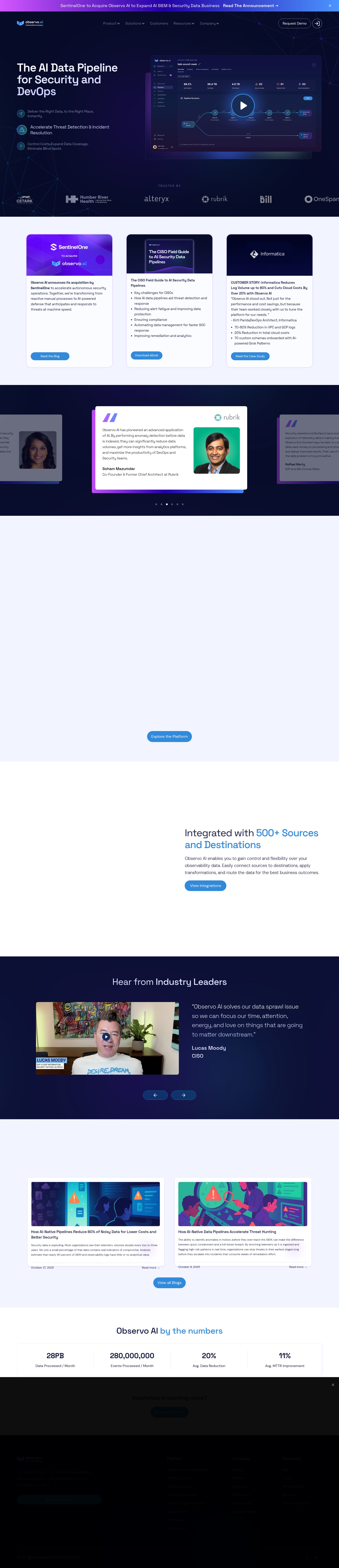 Screenshot of observo.ai