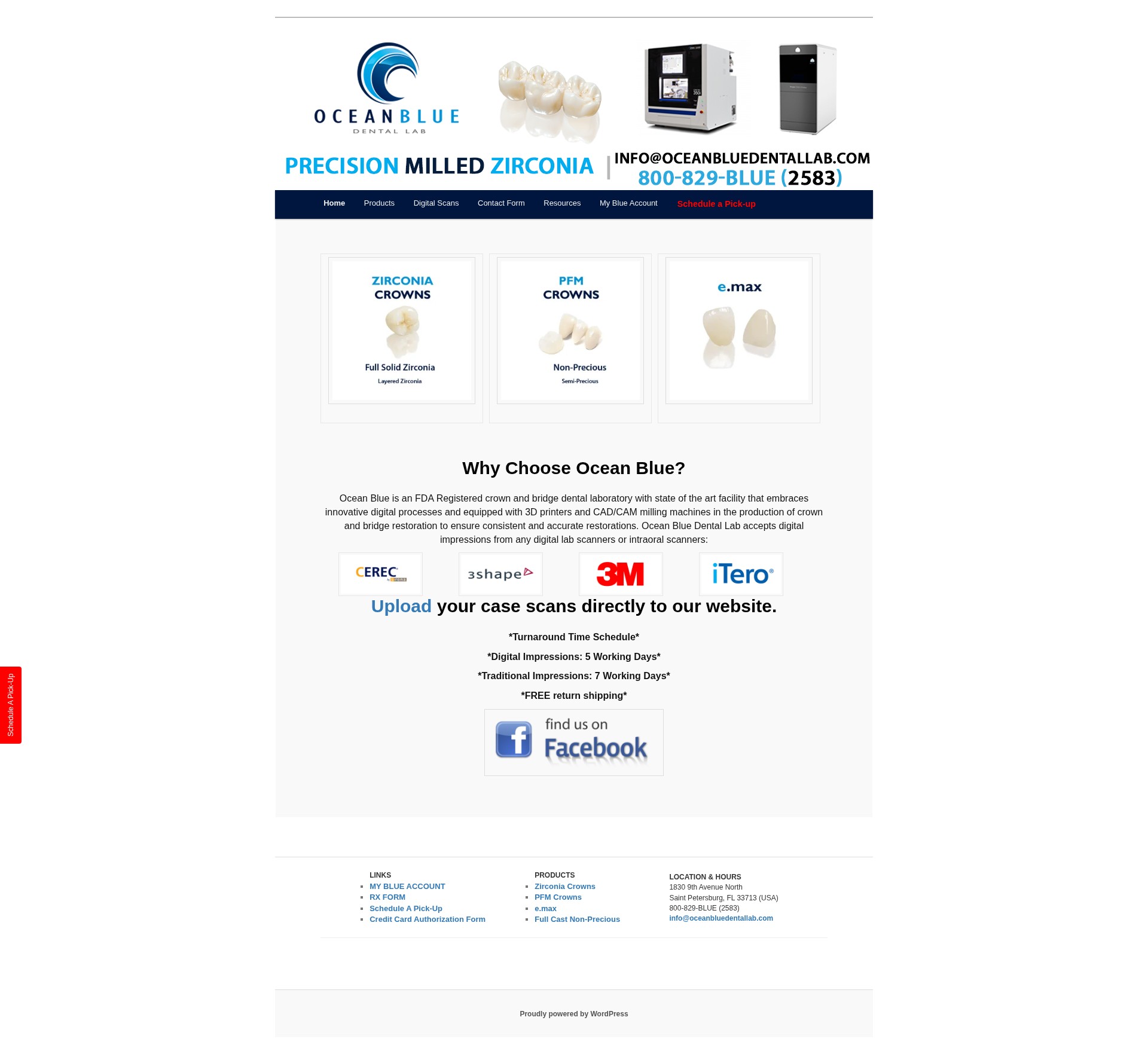 Screenshot of oceanbluedentallab.com