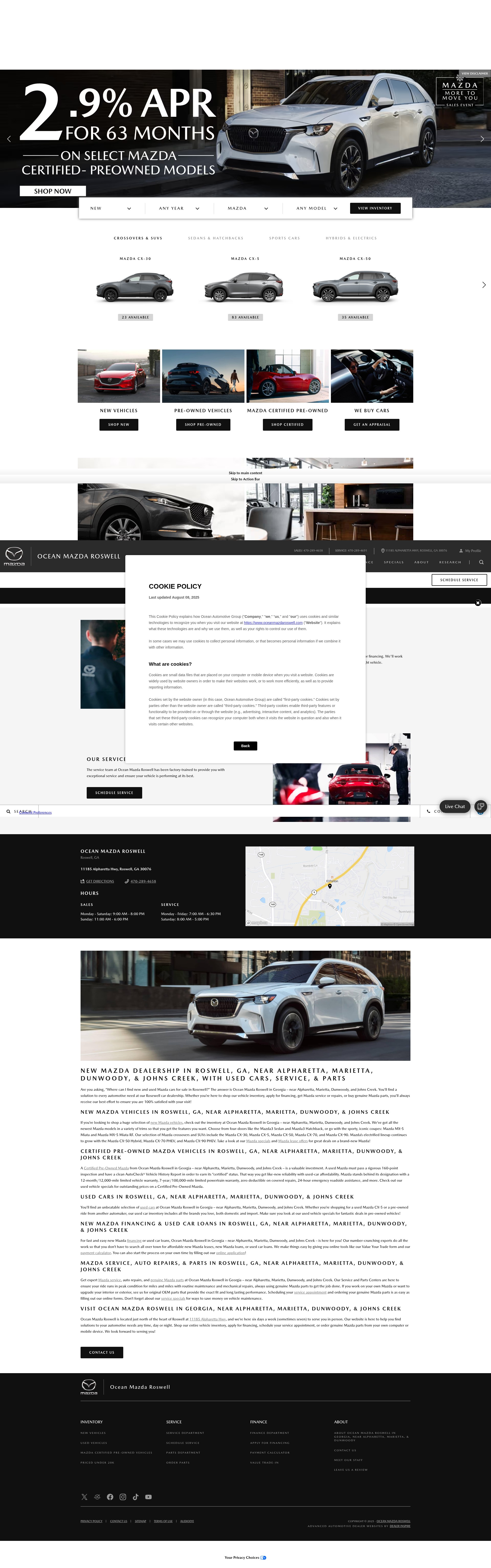 Screenshot of oceanmazdaroswell.com