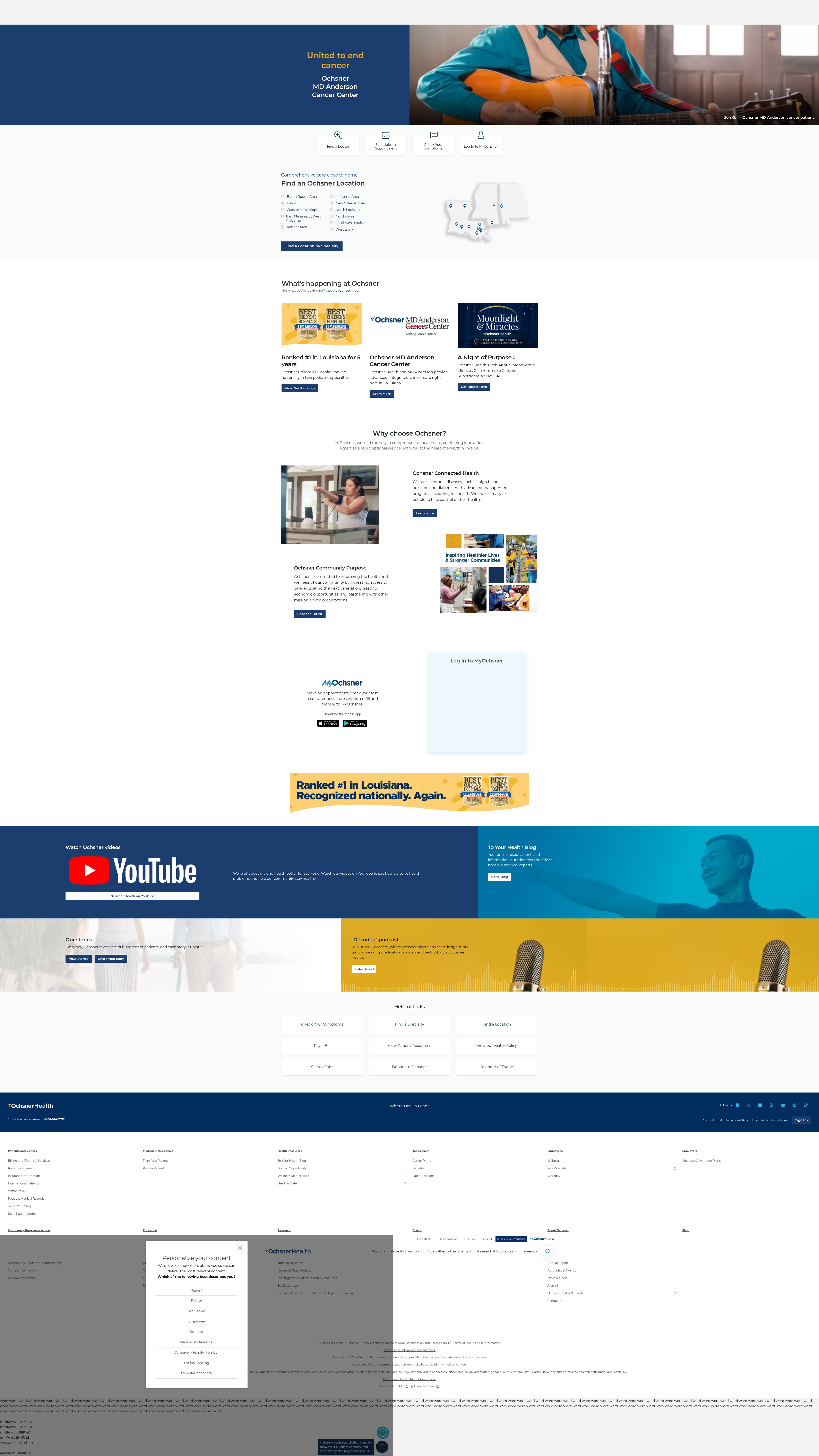 Screenshot of ochsner.org