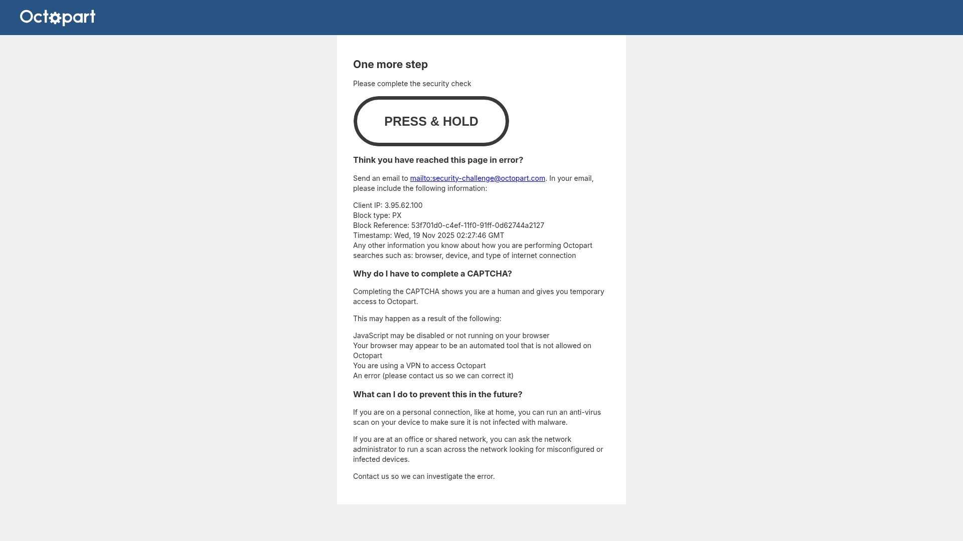 Screenshot of octopart.com