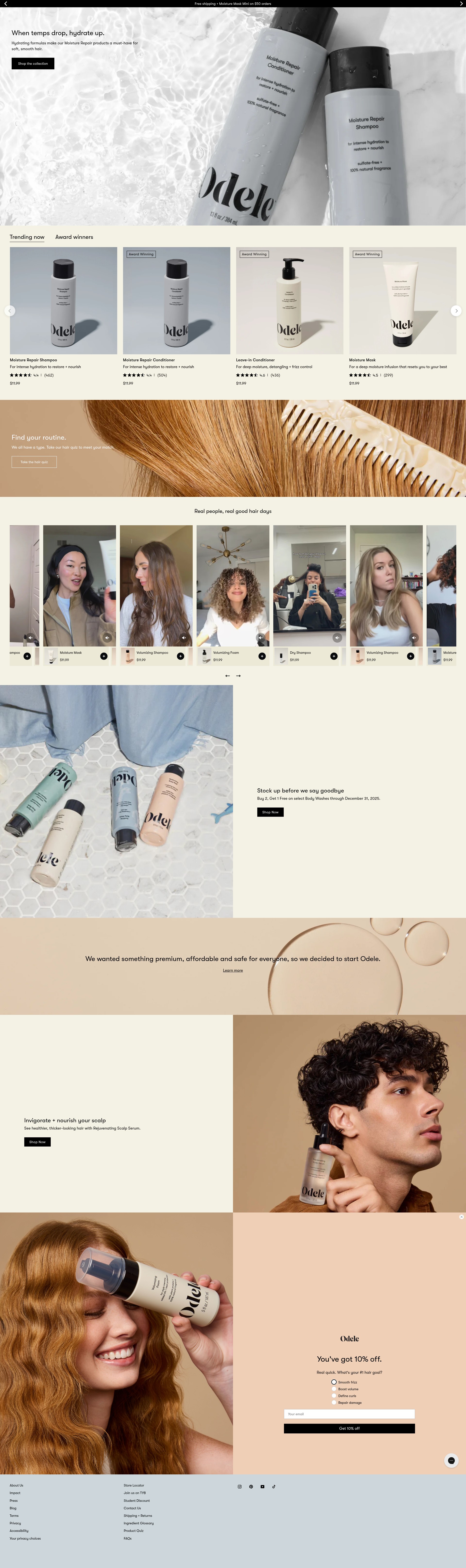 Screenshot of odelebeauty.com