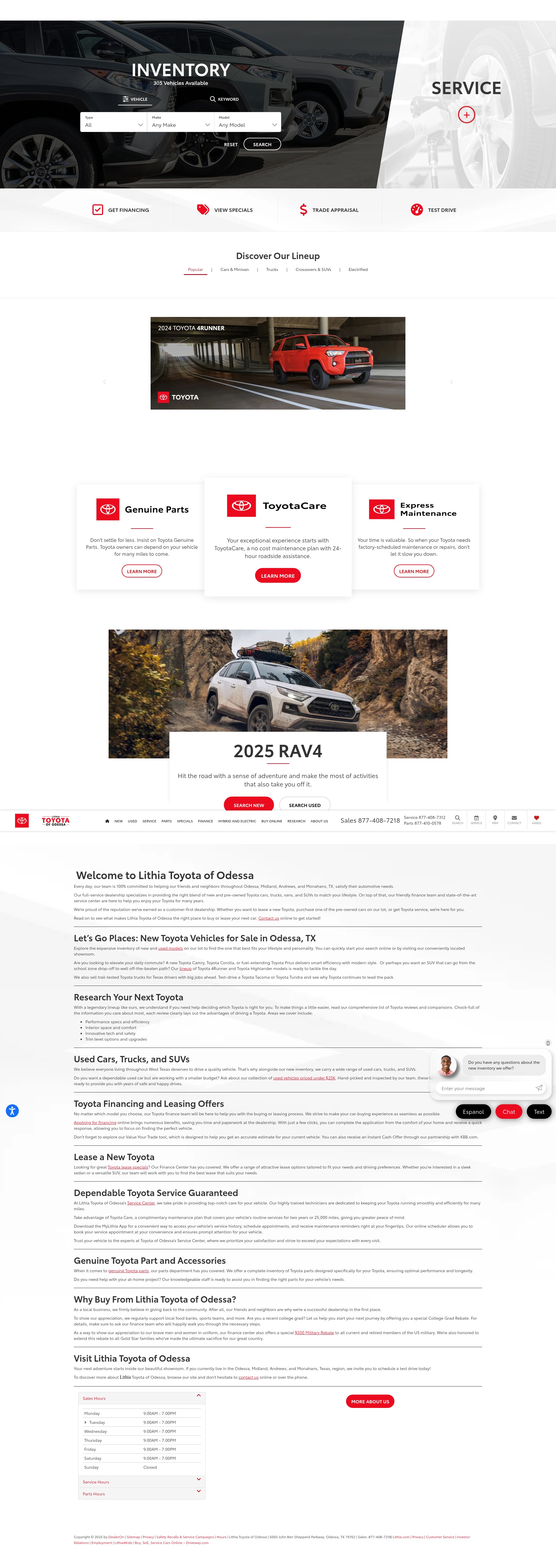 Screenshot of odessatoyota.com