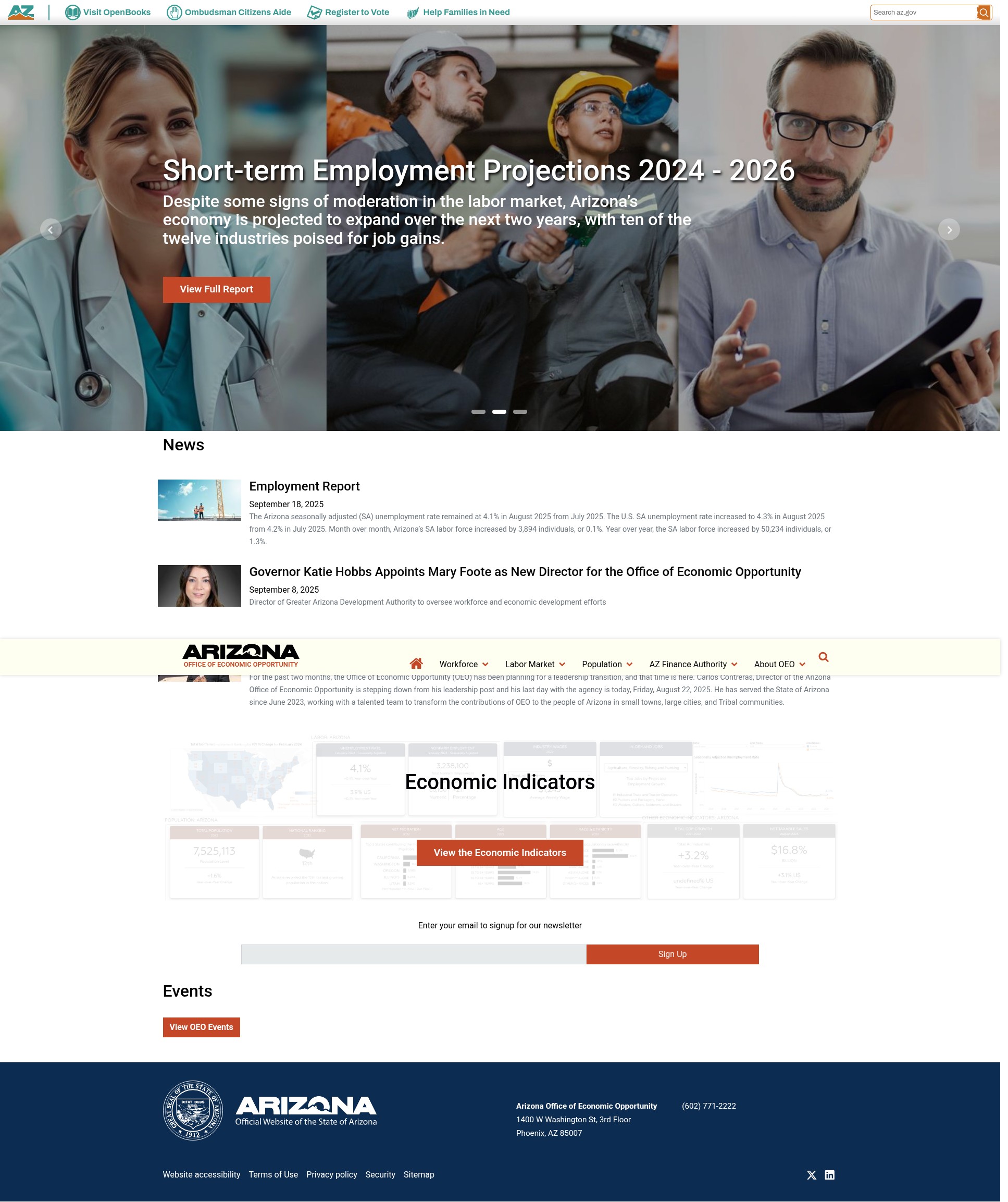 Screenshot of oeo.az.gov