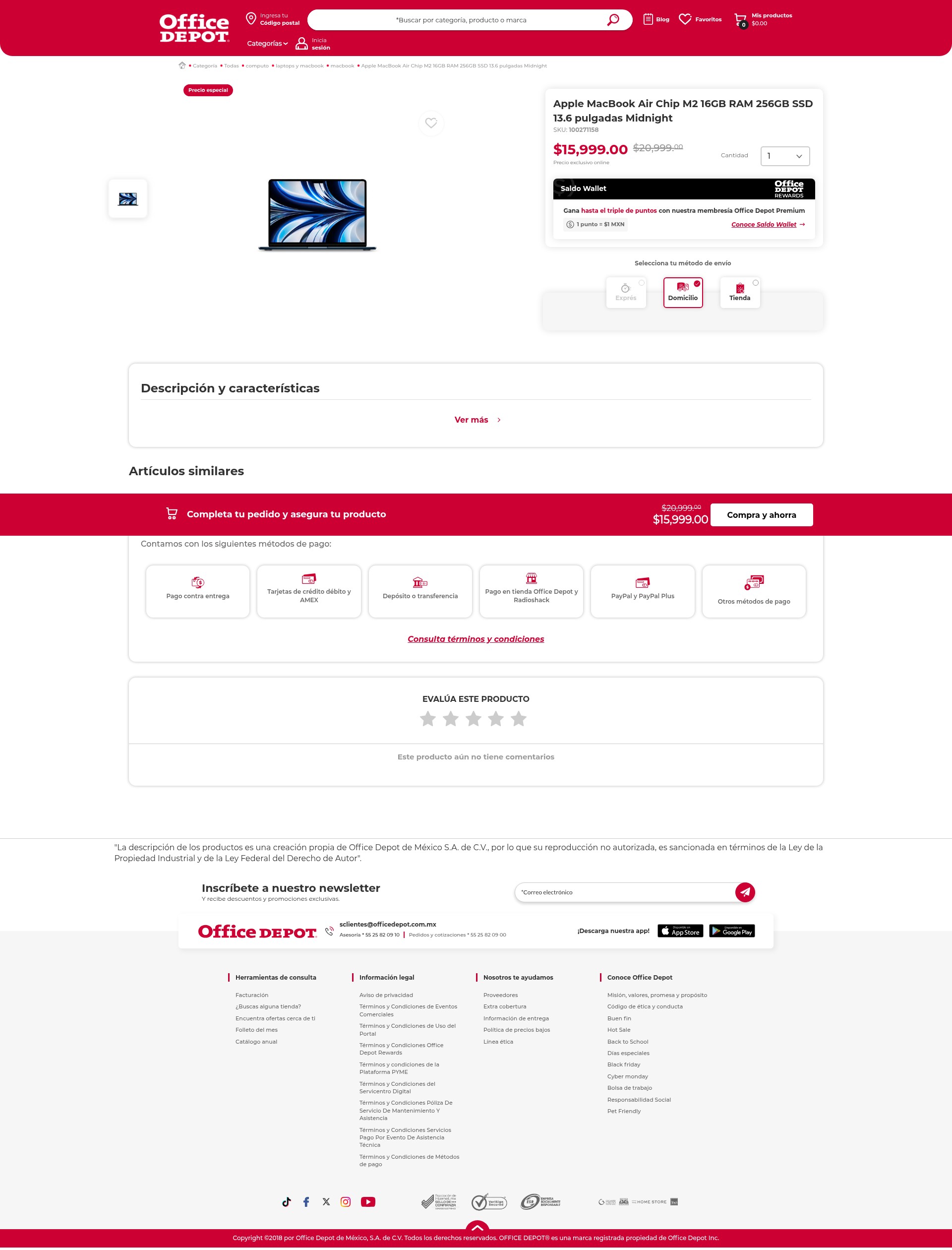 Screenshot of officedepot.com.mx