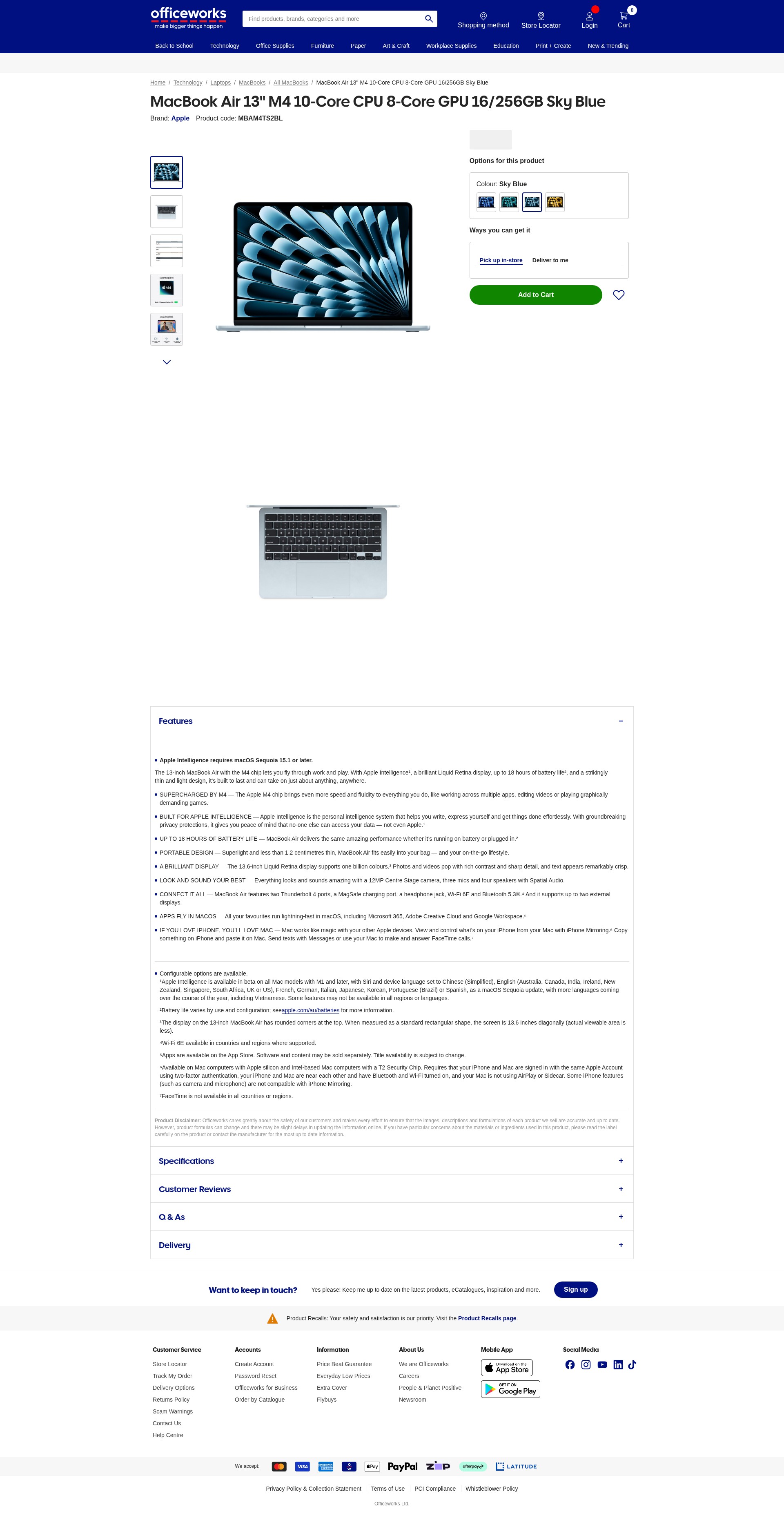 Screenshot of officeworks.com.au