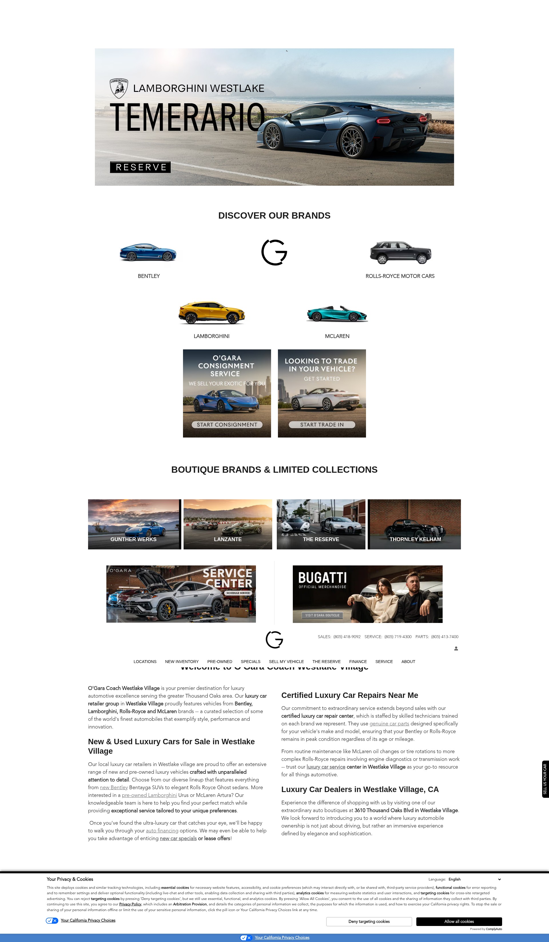 Screenshot of ogaracoachwestlakevillage.com