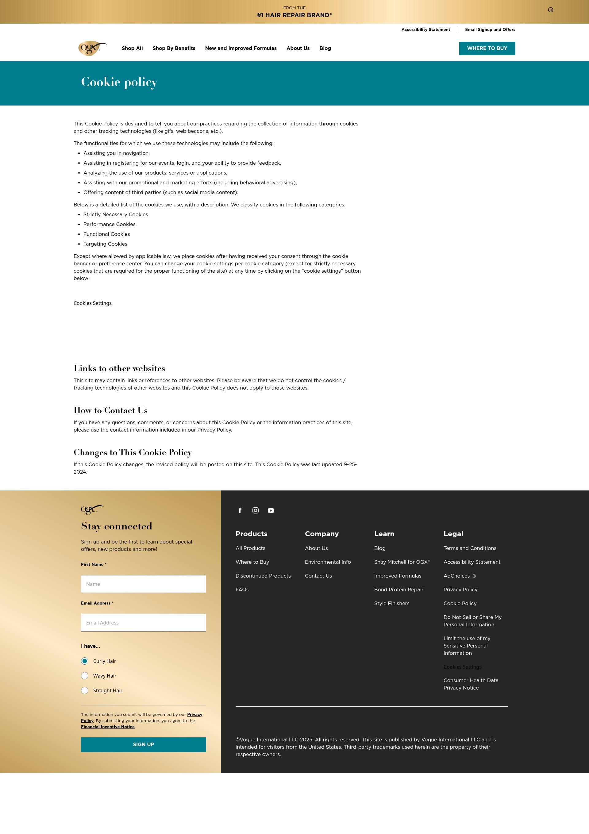Screenshot of ogxbeauty.com