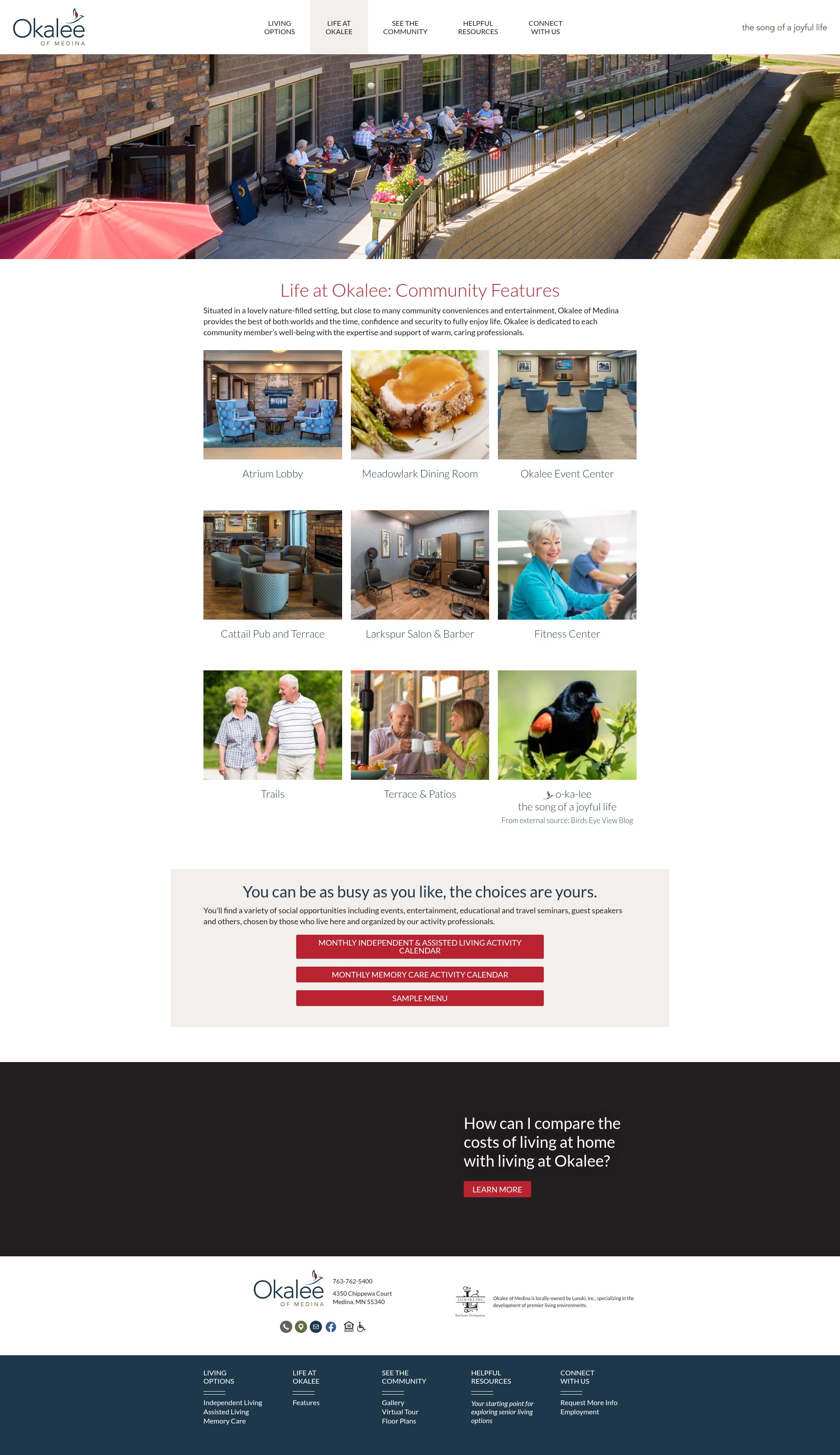 Screenshot of okaleeseniorliving.com